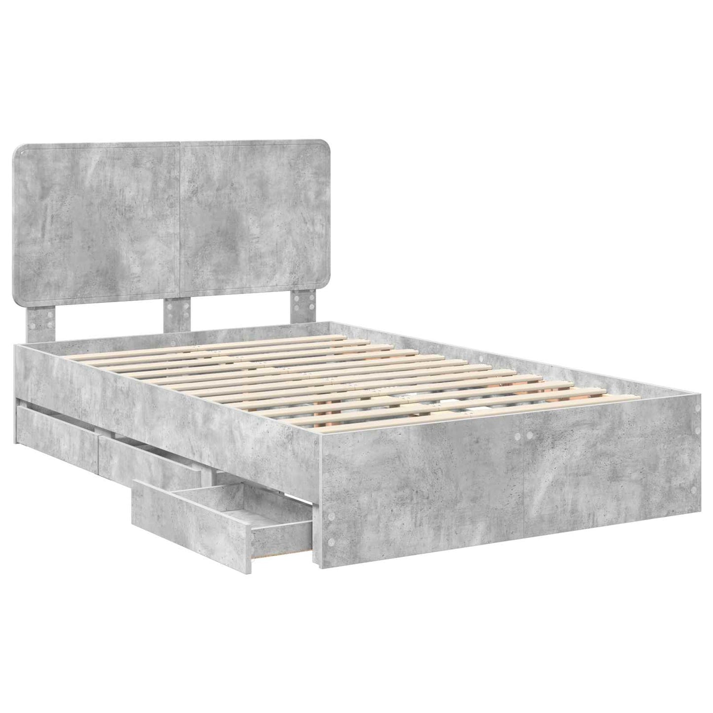 vidaXL Σκελετός Κρεβατιού Σκυρόδεμα Γκρι 135 x 190 cm Μηχανήματος Ξύλο