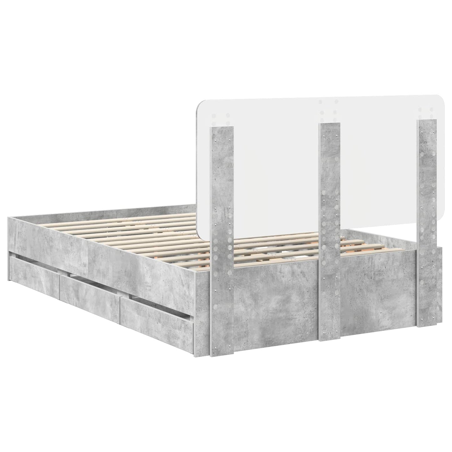vidaXL Σκελετός Κρεβατιού Σκυρόδεμα Γκρι 135 x 190 cm Μηχανήματος Ξύλο