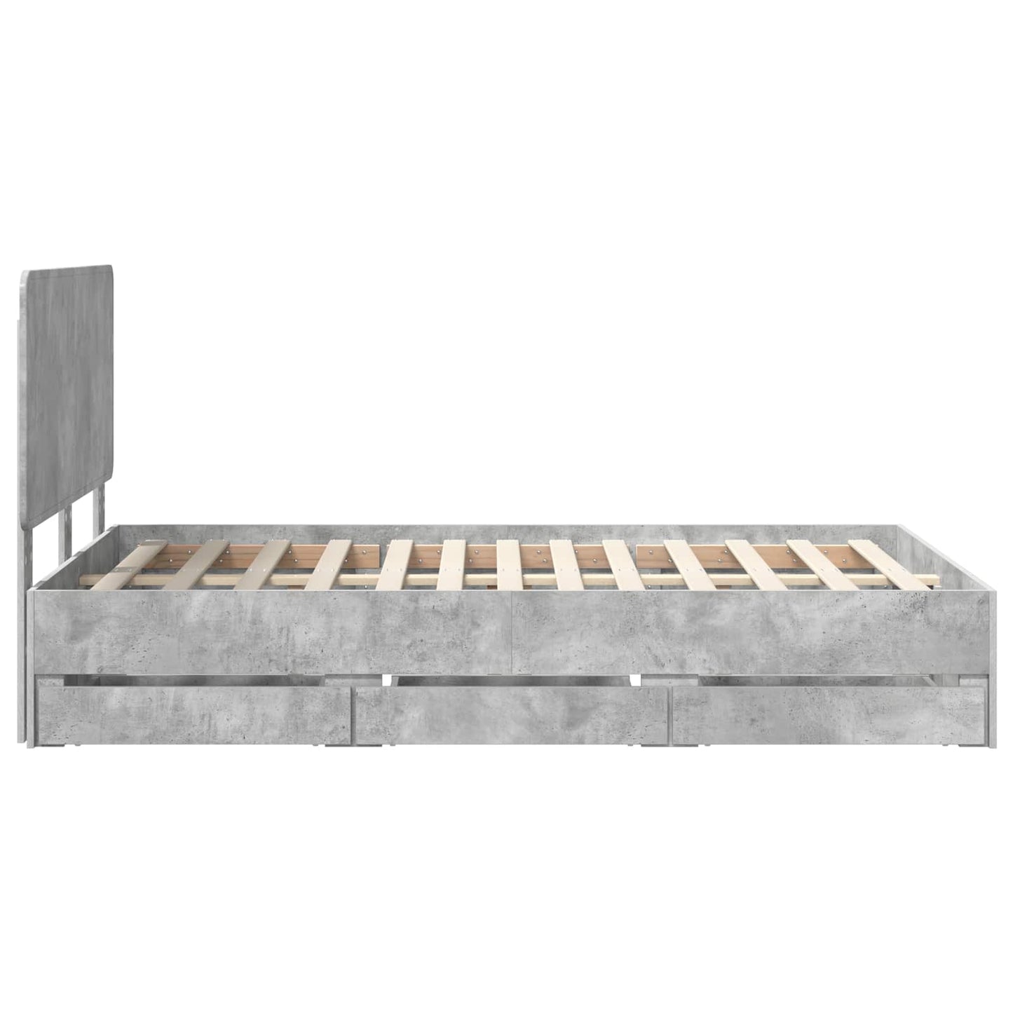 vidaXL Σκελετός Κρεβατιού Σκυρόδεμα Γκρι 135 x 190 cm Μηχανήματος Ξύλο