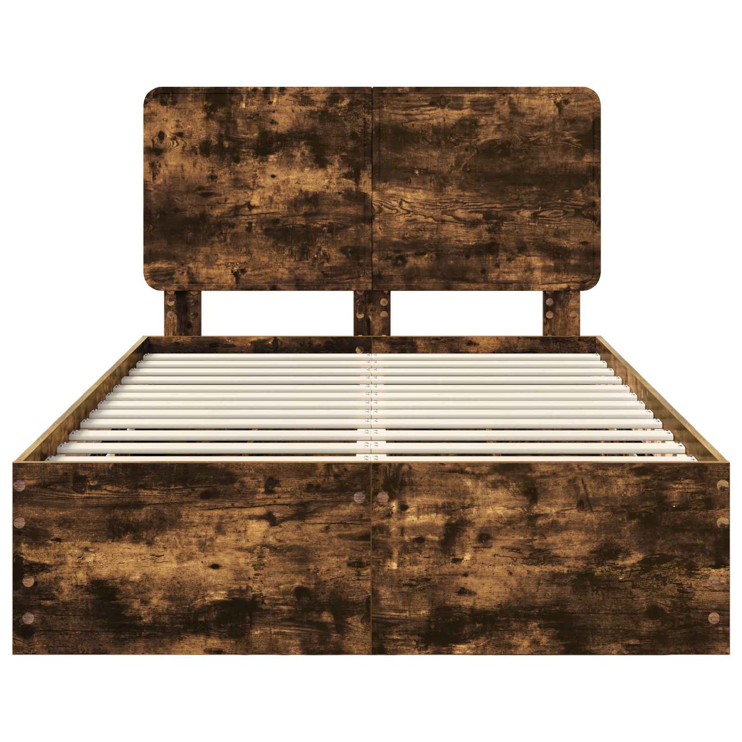 vidaXL Σκελετός Κρεβατιού Καπνιστό Δρύς 135 x 190 cm Μηχανήματος Ξύλο