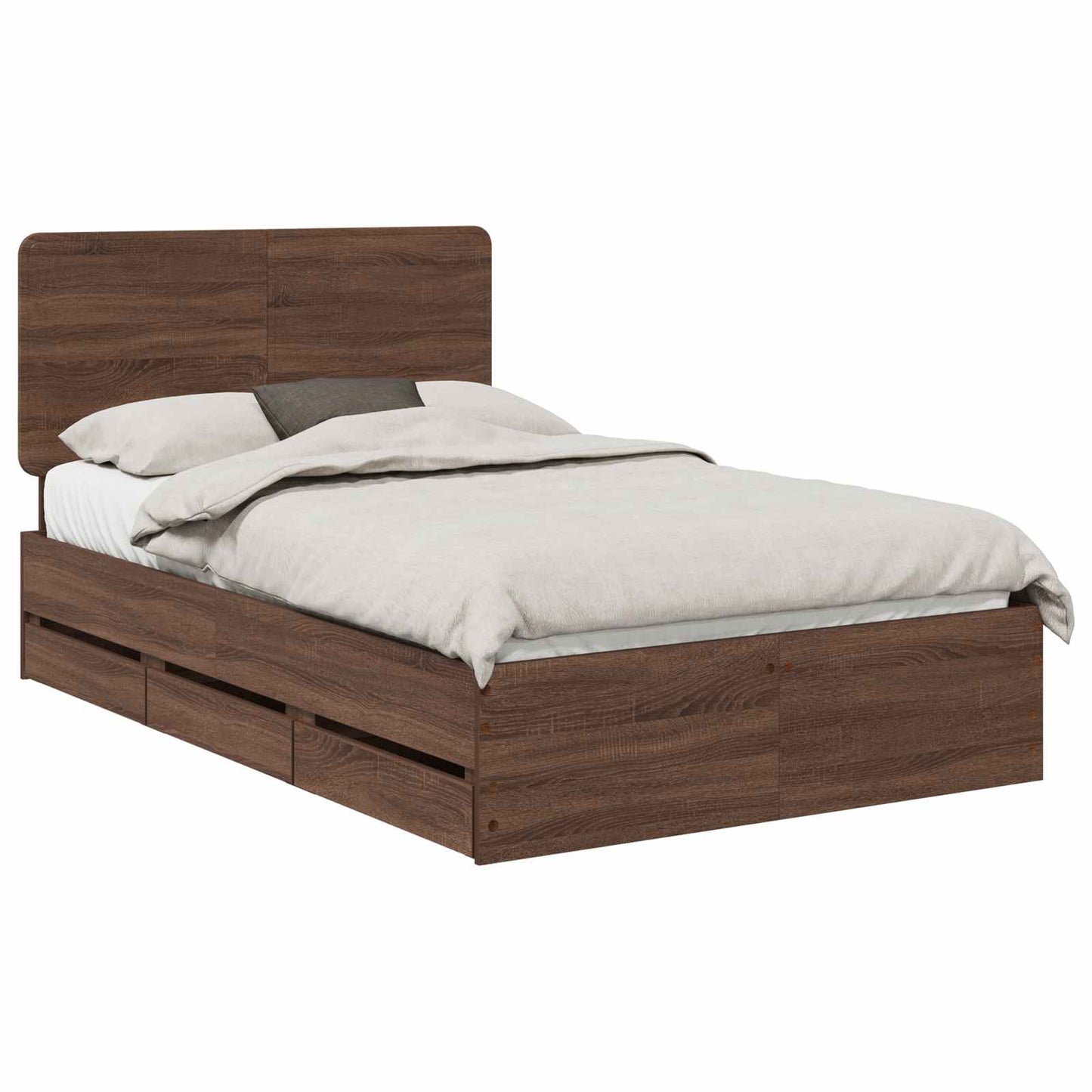 vidaXL Σκελετός Κρεβατιού Καφέ δρυς 135 x 190 cm Μηχανήματος Ξύλο
