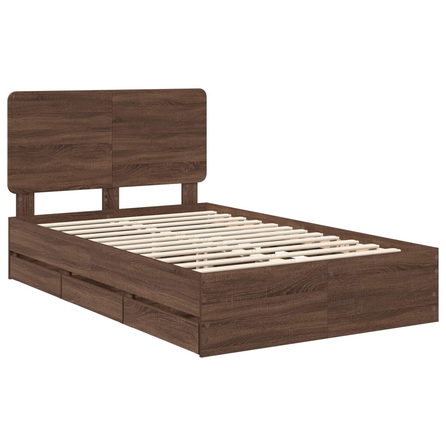 vidaXL Σκελετός Κρεβατιού Καφέ δρυς 135 x 190 cm Μηχανήματος Ξύλο