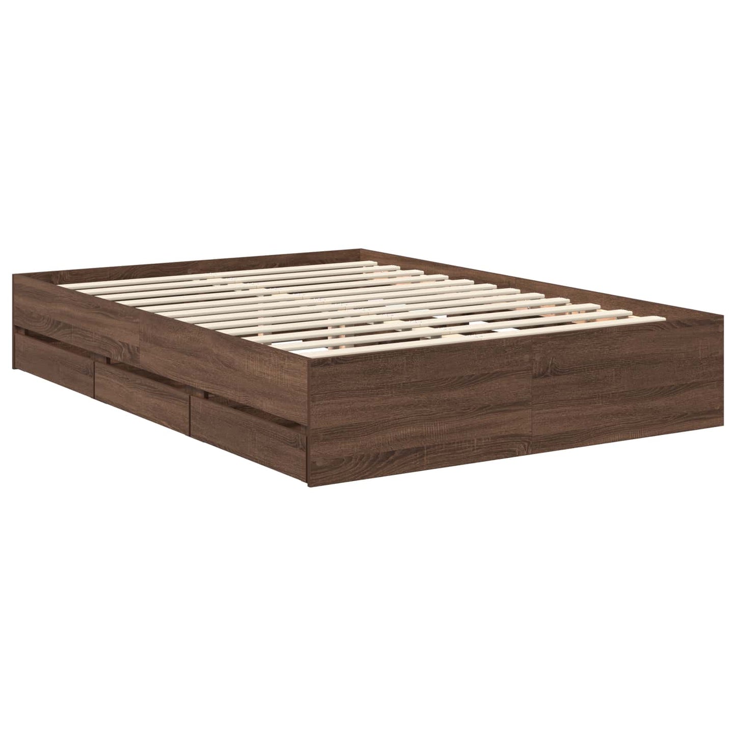 vidaXL Σκελετός Κρεβατιού Καφέ δρυς 135 x 190 cm Μηχανήματος Ξύλο