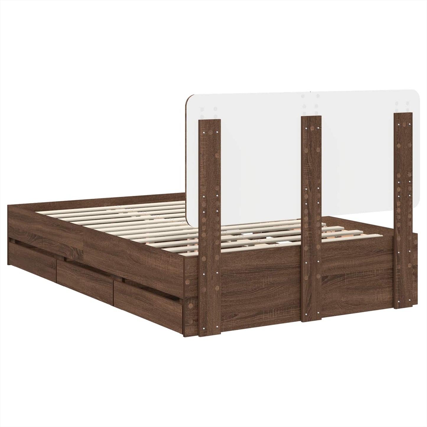 vidaXL Σκελετός Κρεβατιού Καφέ δρυς 135 x 190 cm Μηχανήματος Ξύλο