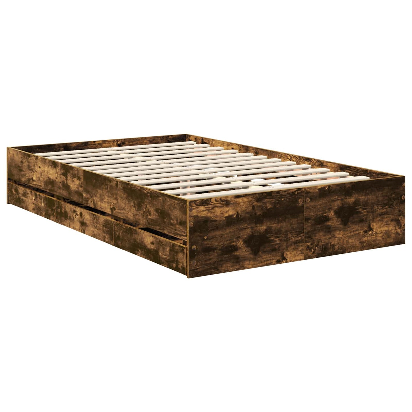 vidaXL Σκελετός Κρεβατιού Καπνιστό Δρύς 120 x 200 cm Μηχανήματος Ξύλο