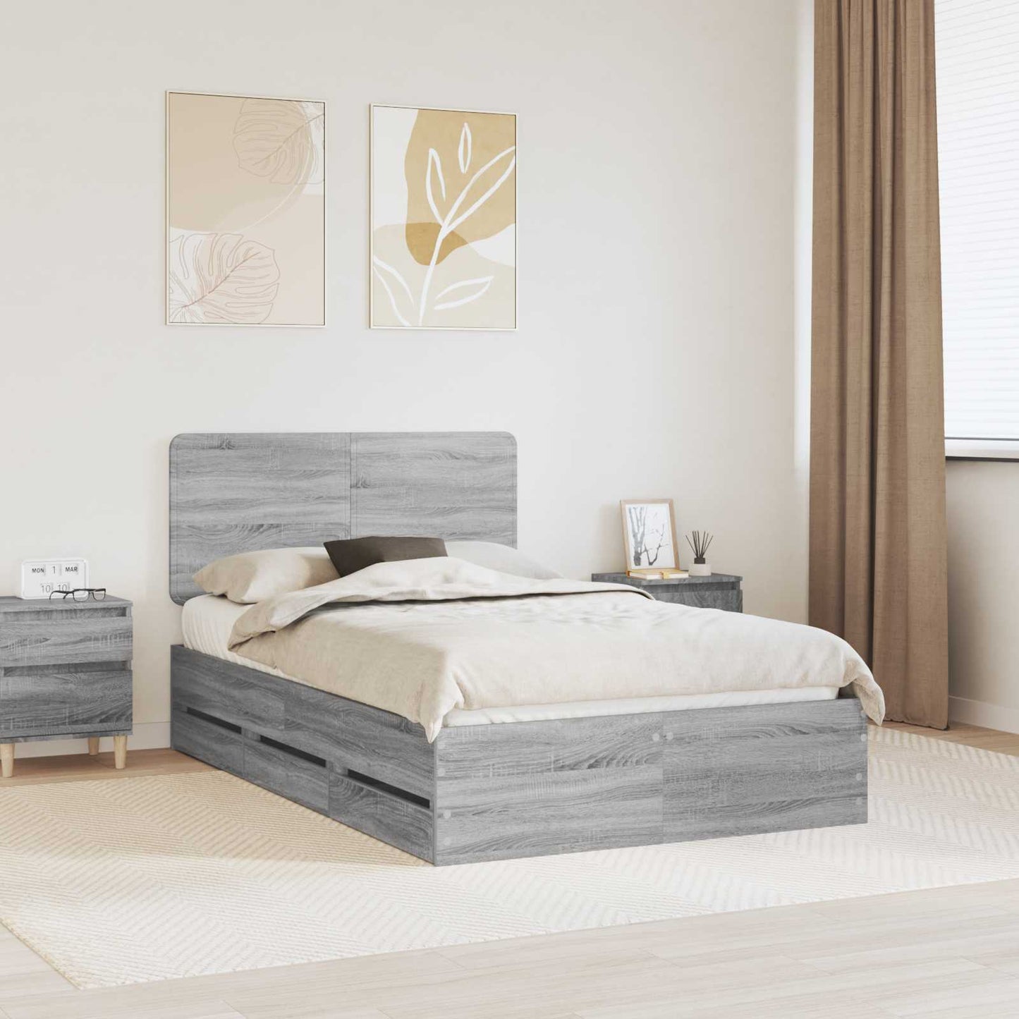vidaXL Σκελετός Κρεβατιού Γκρίζο Σονομα 120 x 200 cm Μηχανήματος Ξύλο