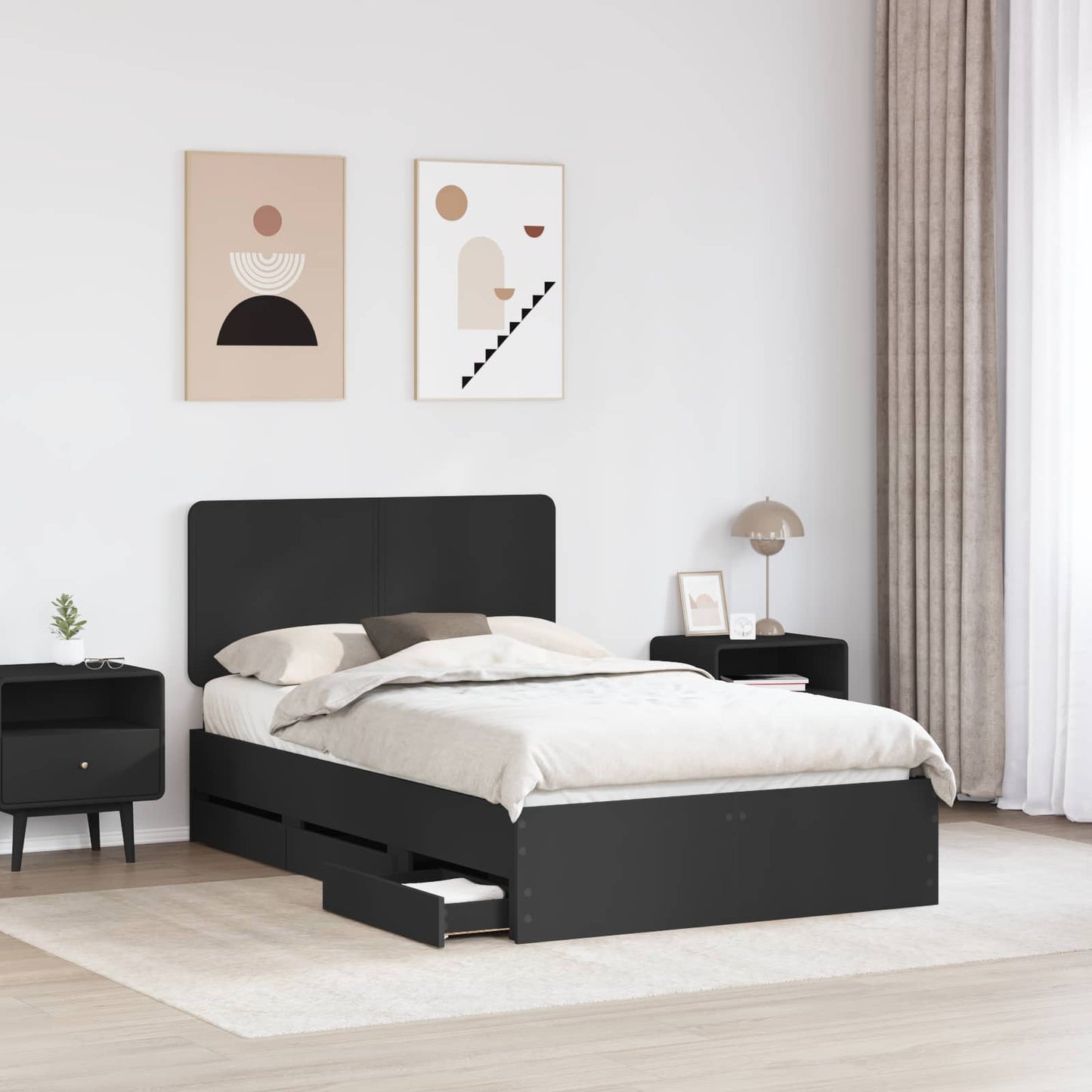 vidaXL Σκελετός Κρεβατιού Μαύρο 120 x 200 cm Μηχανήματος Ξύλο