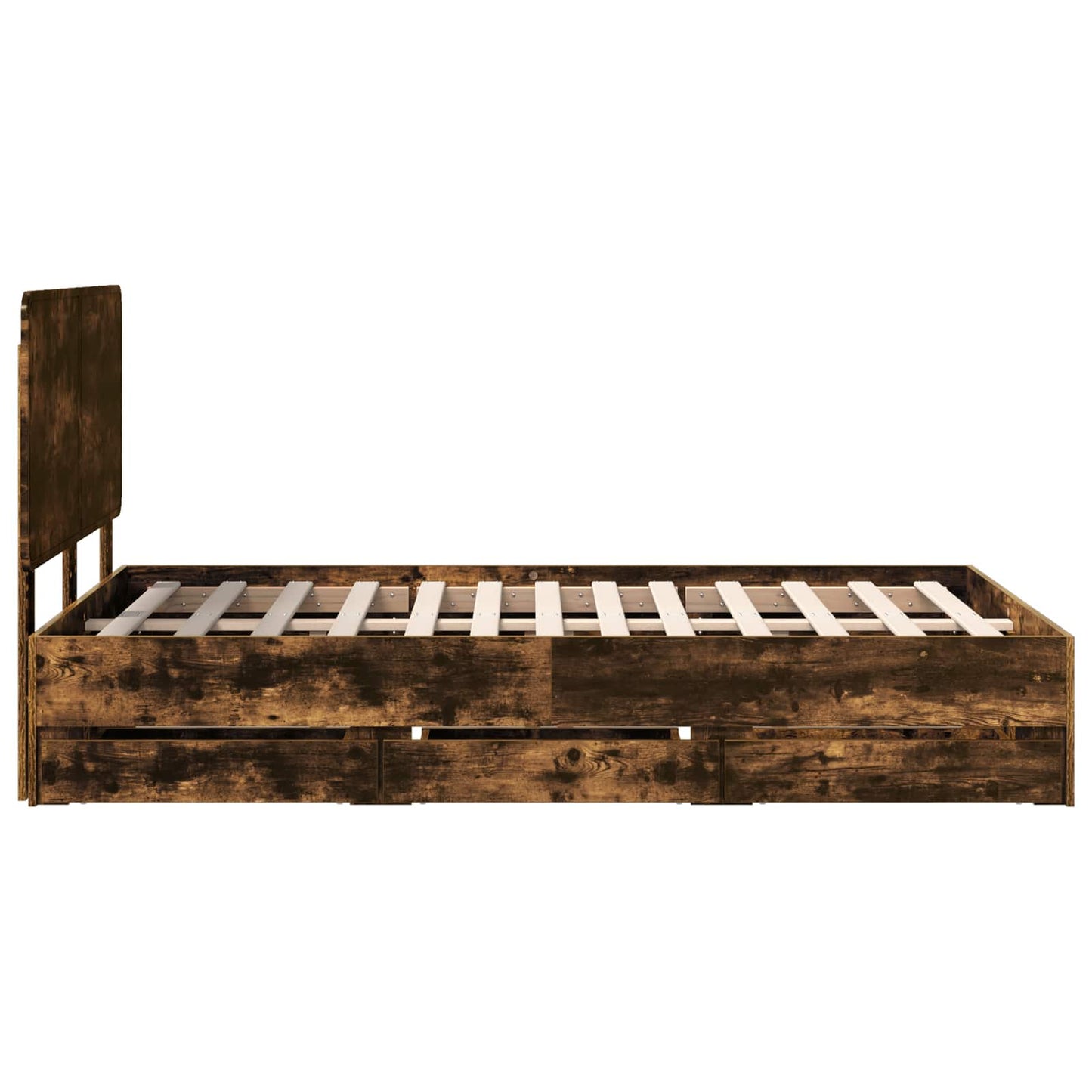 vidaXL Σκελετός Κρεβατιού Καπνιστό Δρύς 120 x 190 cm Μηχανήματος Ξύλο