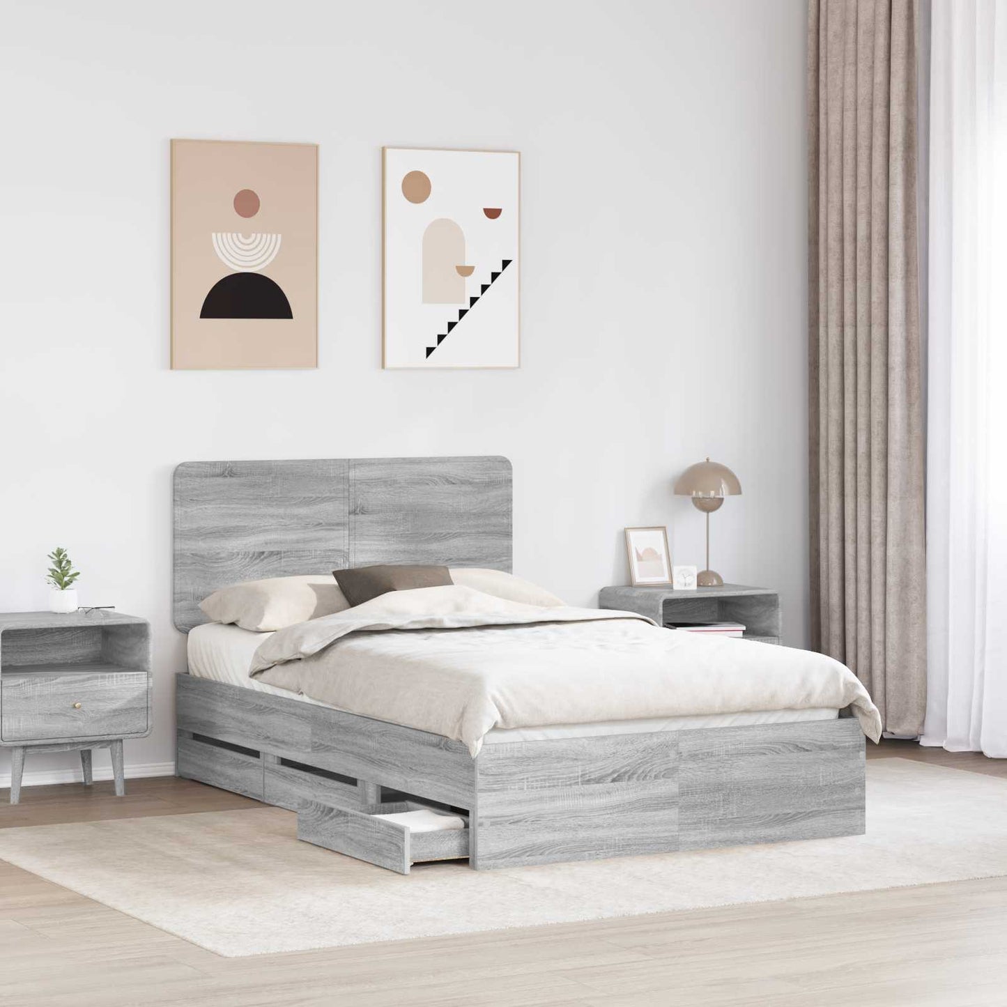 vidaXL Σκελετός Κρεβατιού Γκρίζο Σονομα 120 x 200 cm Μηχανήματος Ξύλο