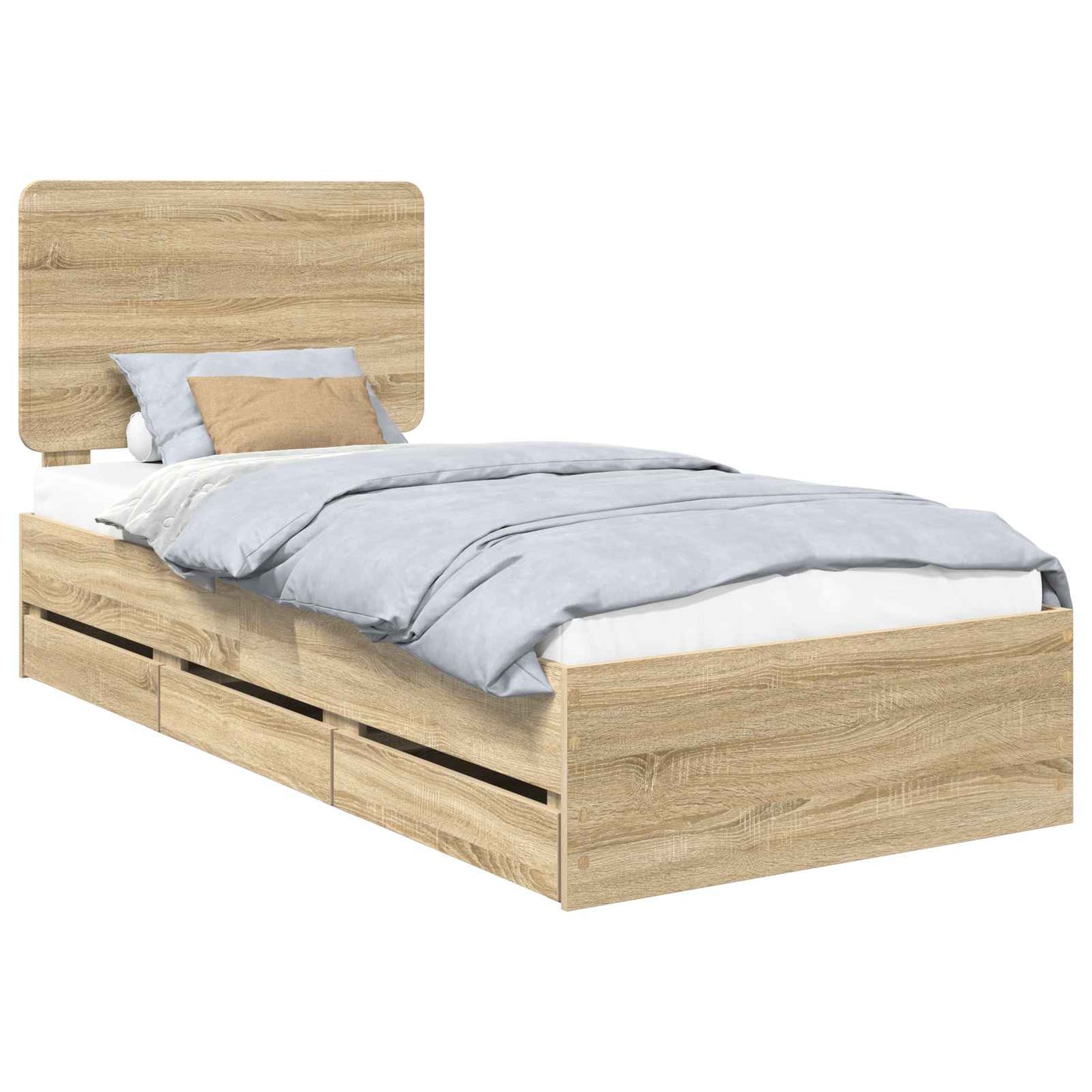 vidaXL Σκελετός Κρεβατιού Δρύς Sonoma 90 x 200 cm Μηχανήματος Ξύλο