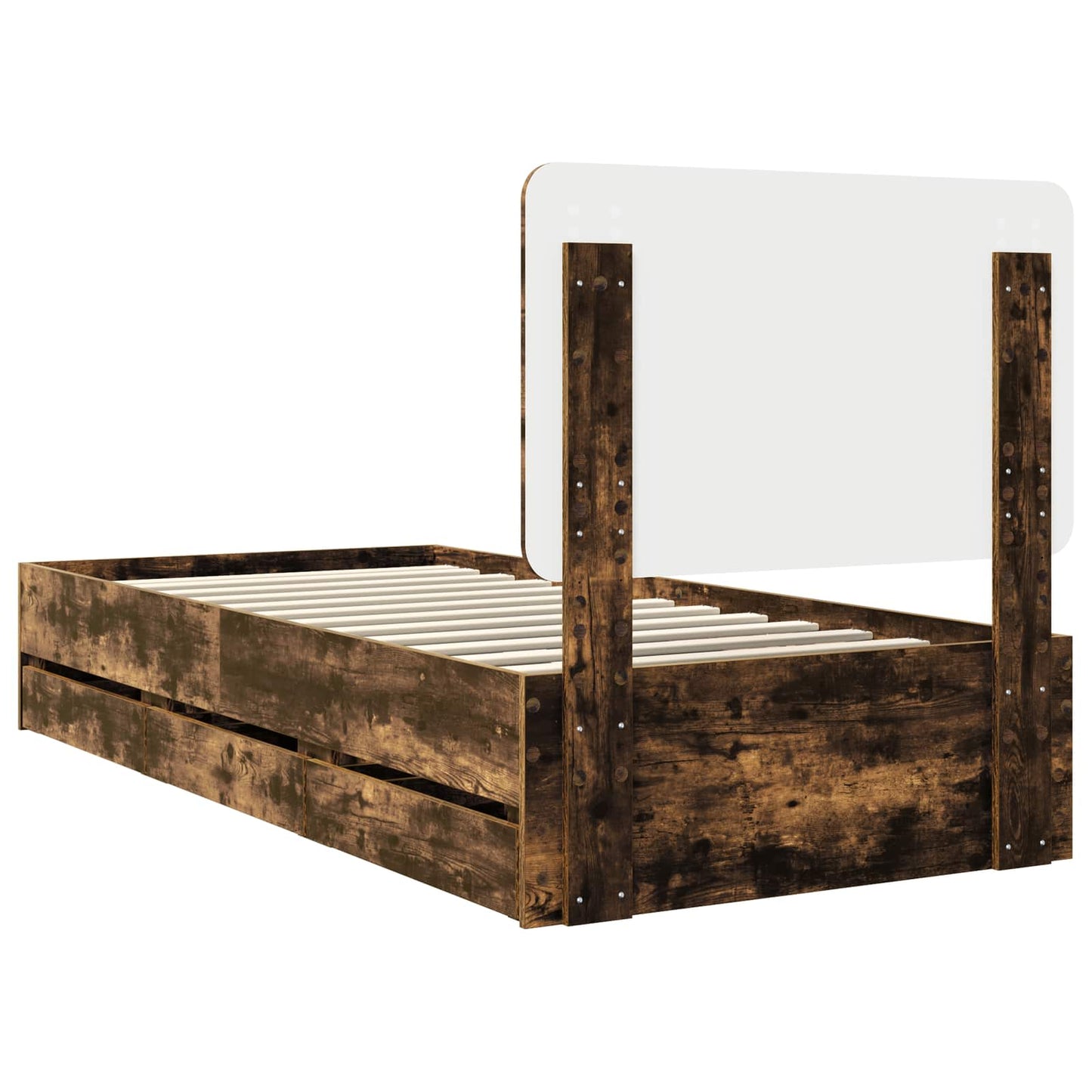 vidaXL Σκελετός Κρεβατιού Καπνιστό Δρύς 90 x 190 cm Μηχανήματος Ξύλο