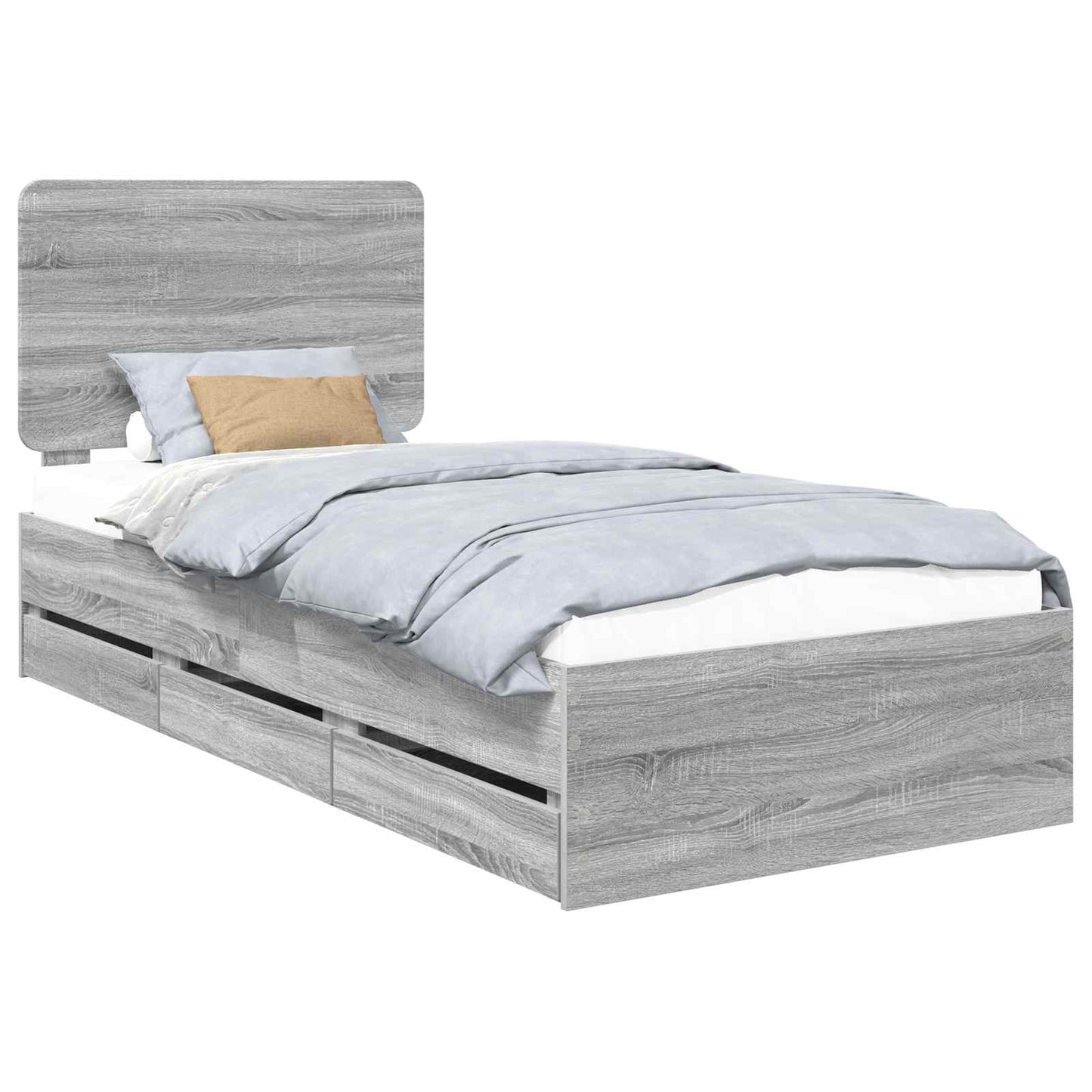 vidaXL Σκελετός Κρεβατιού Γκρίζο Σονομα 90 x 200 cm Μηχανήματος Ξύλο