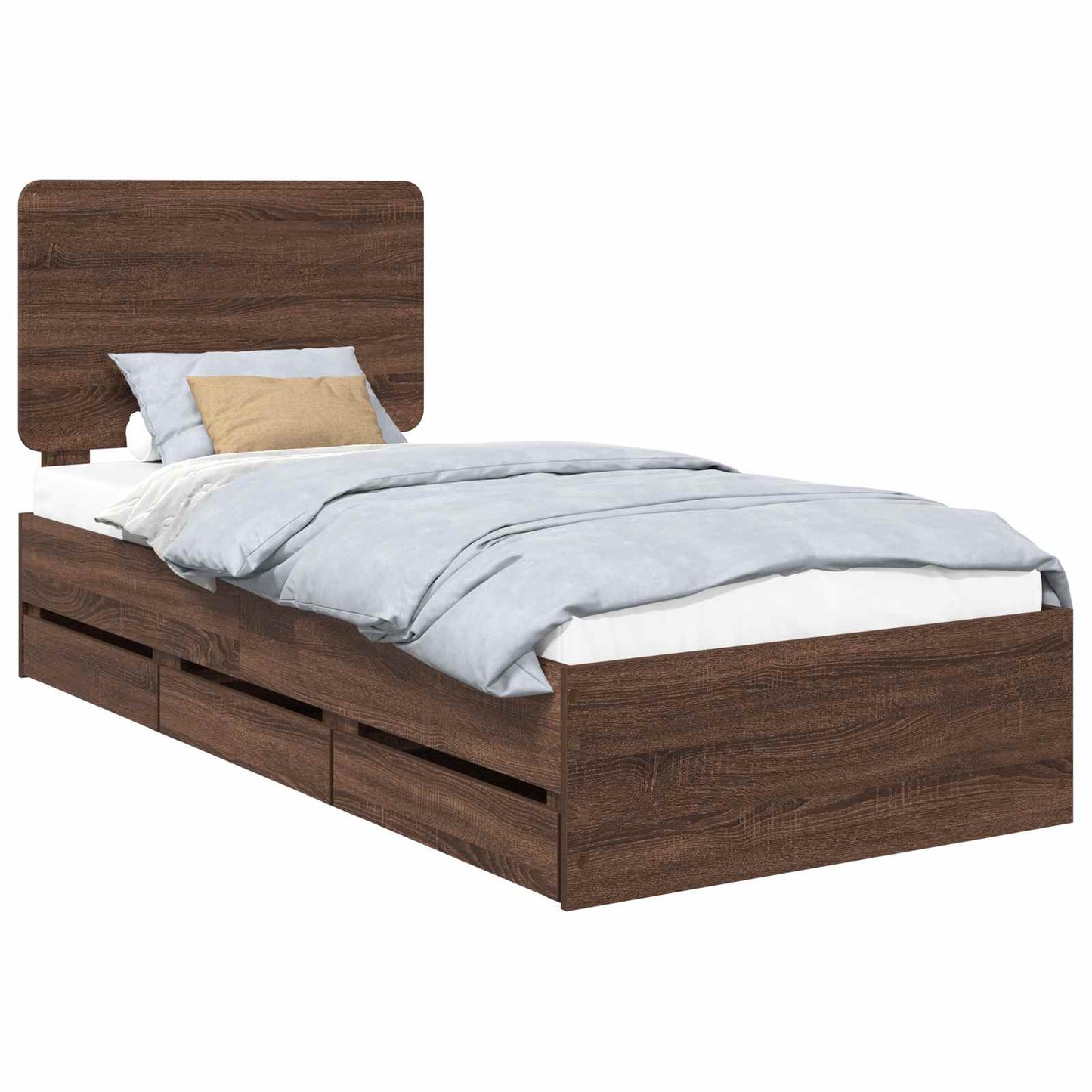 vidaXL Σκελετός Κρεβατιού Καφέ δρυς 90 x 190 cm Μηχανήματος Ξύλο