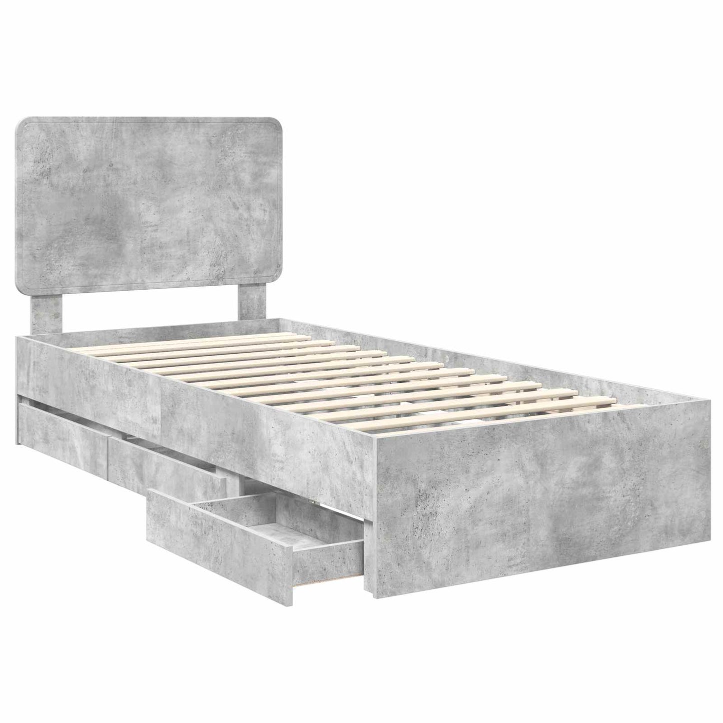 vidaXL Σκελετός Κρεβατιού Σκυρόδεμα Γκρι 90 x 200 cm Μηχανήματος Ξύλο