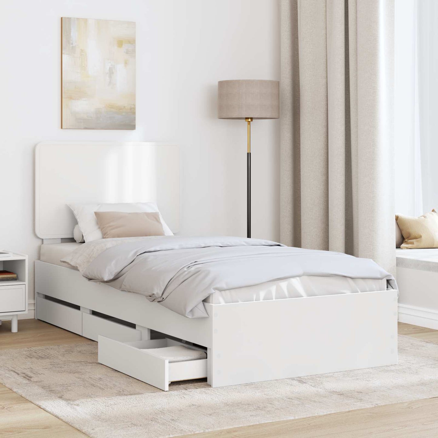 vidaXL Σκελετός Κρεβατιού Λευκό 75 x 190 cm Μηχανήματος Ξύλο