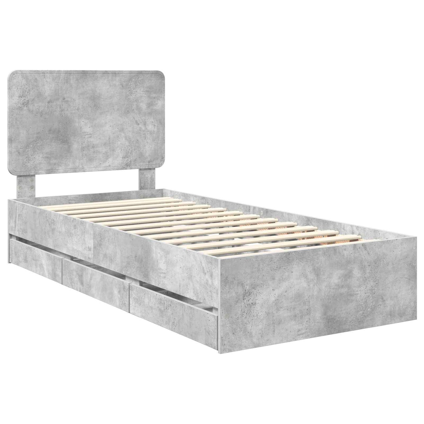 vidaXL Σκελετός Κρεβατιού Σκυρόδεμα Γκρι 75 x 190 cm Μηχανήματος Ξύλο