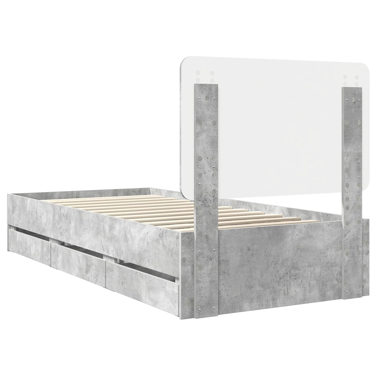 vidaXL Σκελετός Κρεβατιού Σκυρόδεμα Γκρι 75 x 190 cm Μηχανήματος Ξύλο