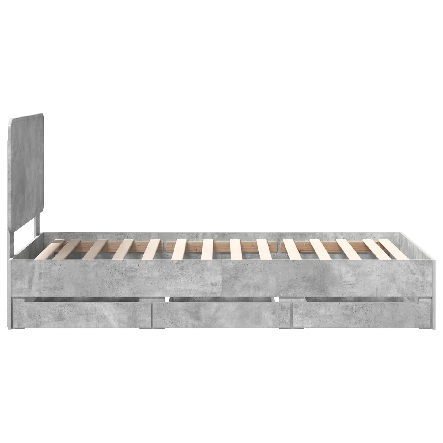 vidaXL Σκελετός Κρεβατιού Σκυρόδεμα Γκρι 75 x 190 cm Μηχανήματος Ξύλο
