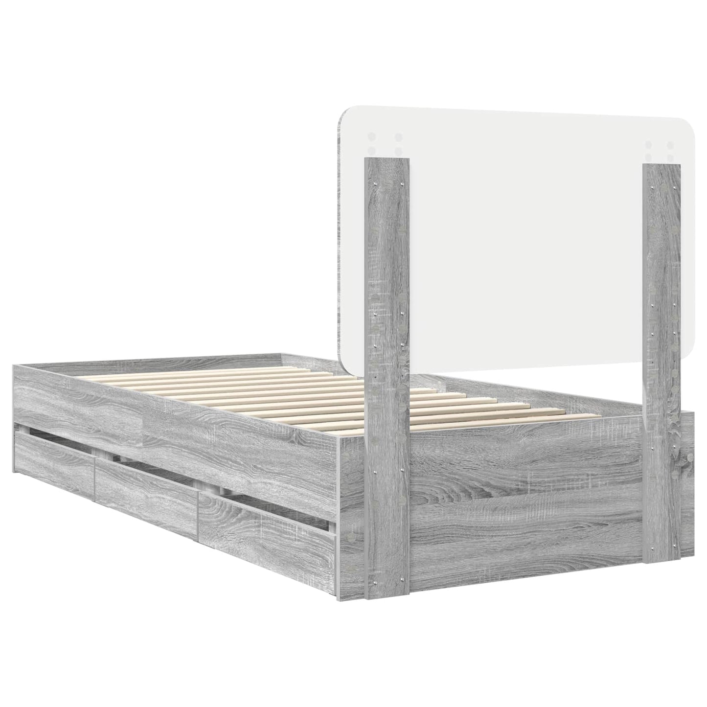 vidaXL Σκελετός Κρεβατιού Γκρίζο Σονομα 75 x 190 cm Μηχανήματος Ξύλο