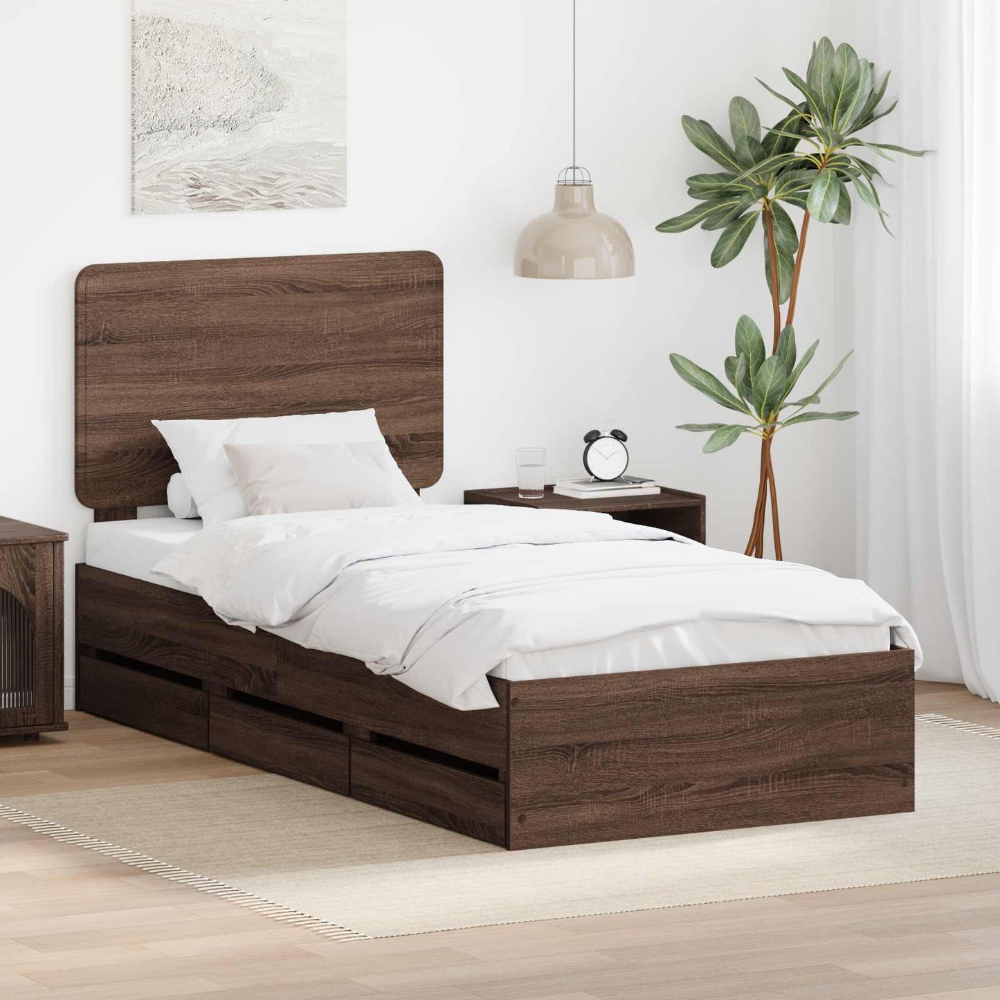 vidaXL Σκελετός Κρεβατιού Καφέ δρυς 75 x 190 cm Μηχανήματος Ξύλο