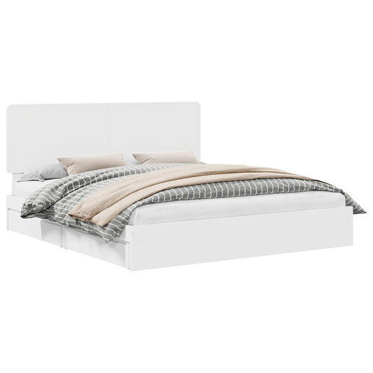 vidaXL Κρεβάτι Αποθήκης Λευκό 200 x 200 cm Επεξεργασμένο ξύλο