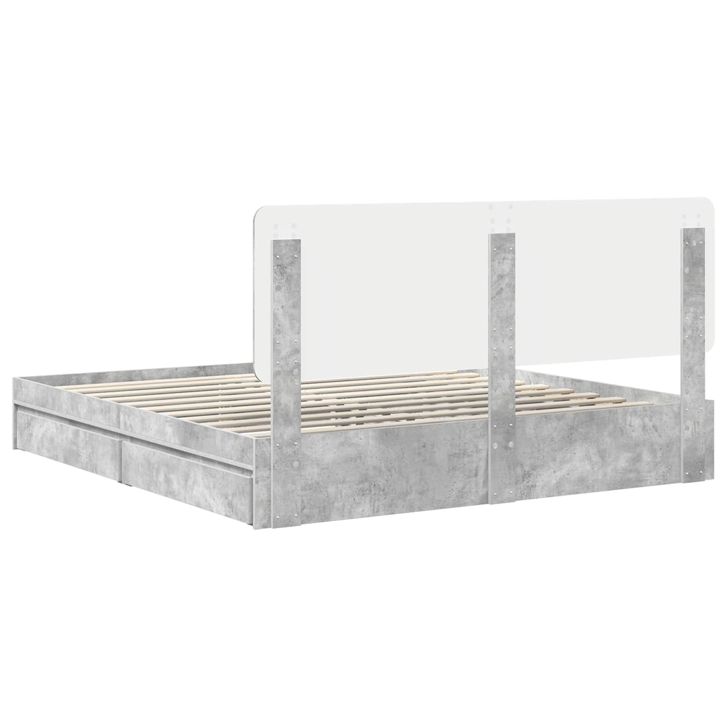 vidaXL Κρεβάτι Αποθήκης Σκυρόδεμα Γκρι 200 x 200 cm Επεξεργασμένο ξύλο