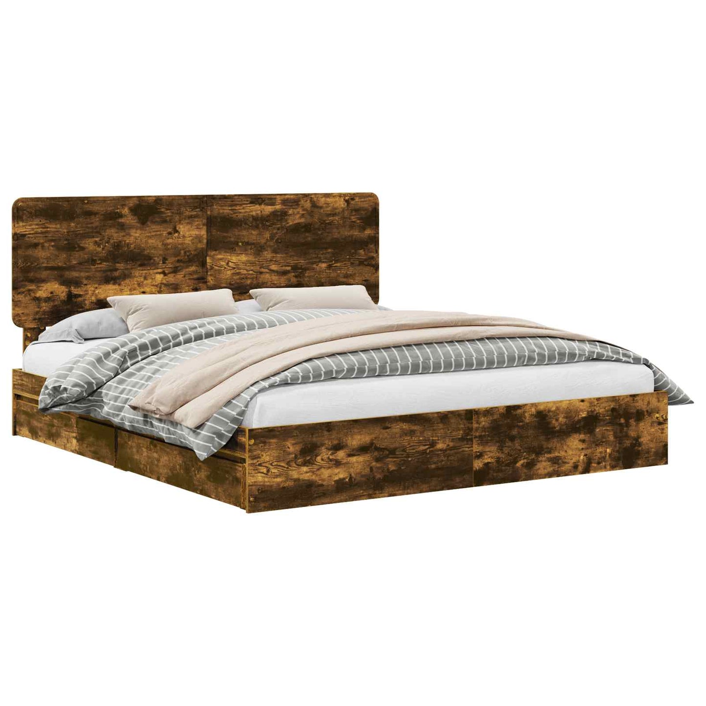 vidaXL Κρεβάτι Αποθήκης Καπνιστό Δρύς 180 x 200 cm Επεξεργασμένο ξύλο
