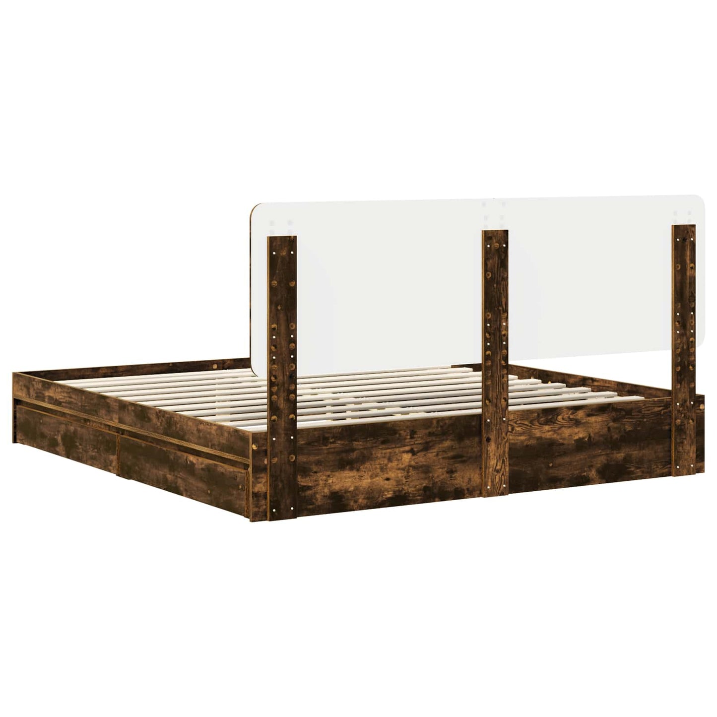 vidaXL Κρεβάτι Αποθήκης Καπνιστό Δρύς 180 x 200 cm Επεξεργασμένο ξύλο