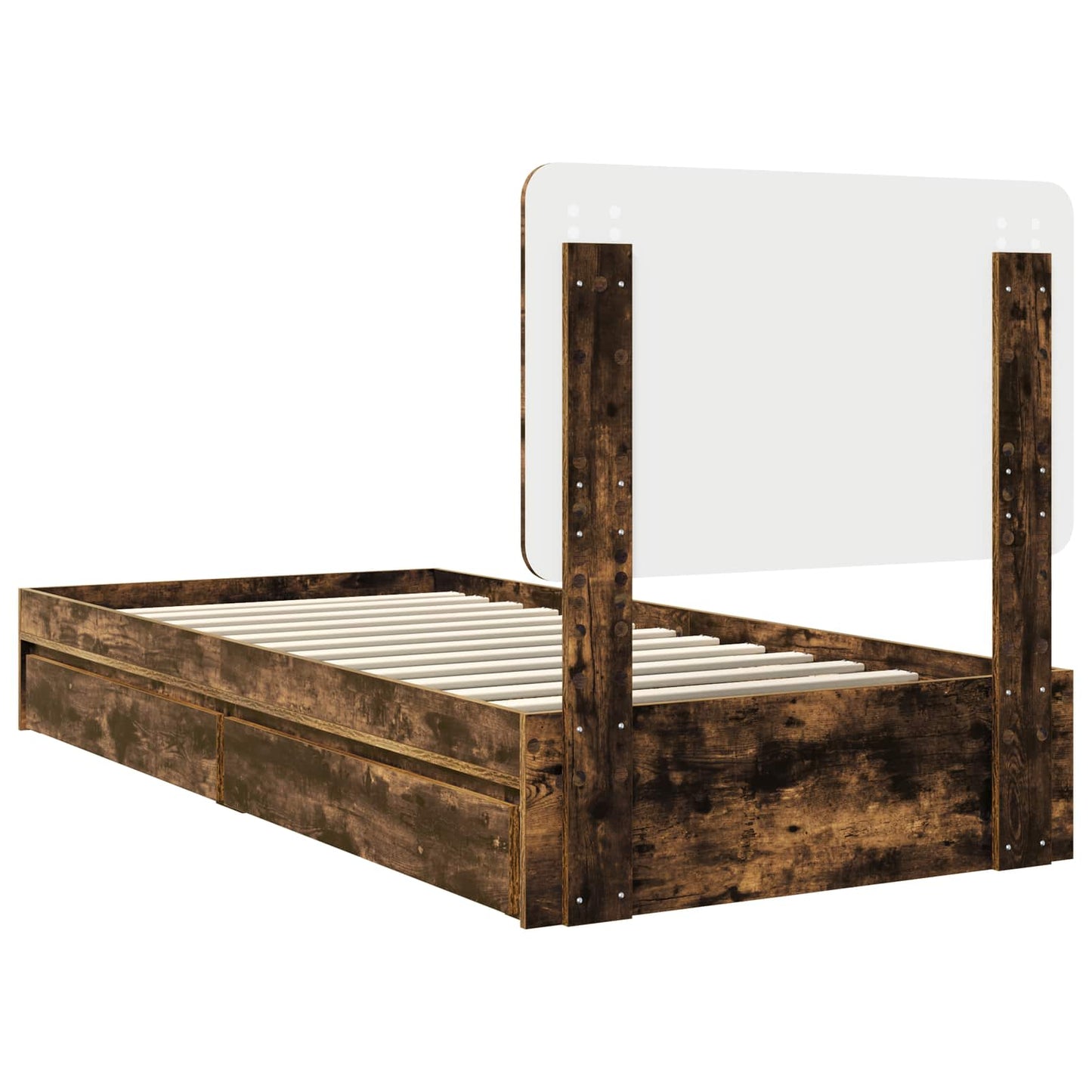 vidaXL Κρεβάτι Αποθήκης Καπνιστό Δρύς 90 x 200 cm Επεξεργασμένο ξύλο