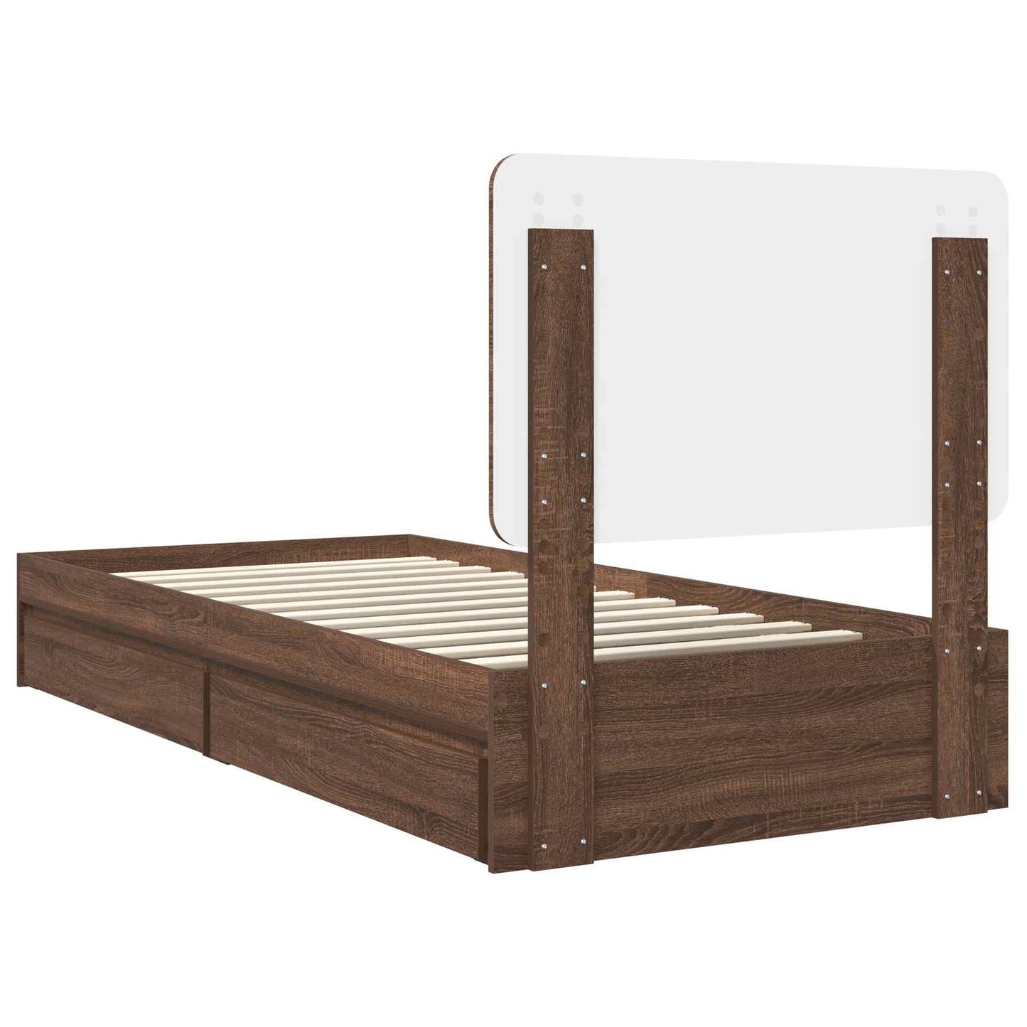 vidaXL Κρεβάτι Αποθήκης Καφέ δρυς 90 x 200 cm Επεξεργασμένο ξύλο