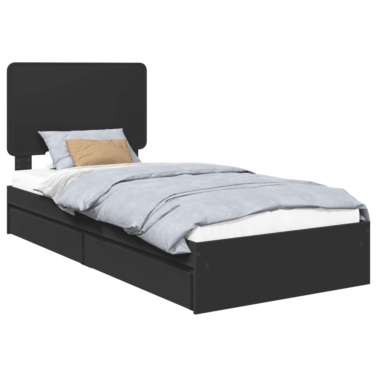 vidaXL Κρεβάτι Αποθήκης Μαύρο 90 x 190 cm Επεξεργασμένο ξύλο