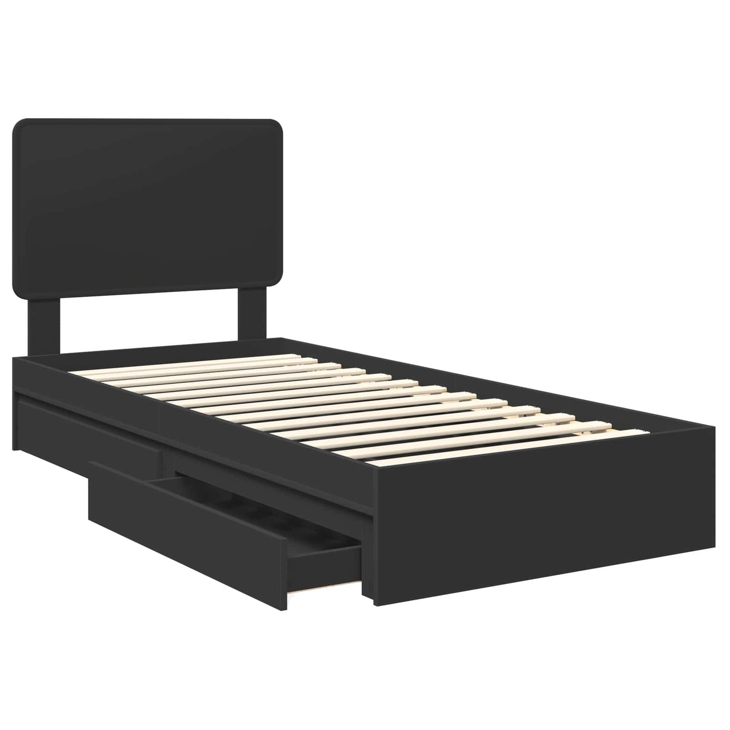 vidaXL Κρεβάτι Αποθήκης Μαύρο 90 x 190 cm Επεξεργασμένο ξύλο