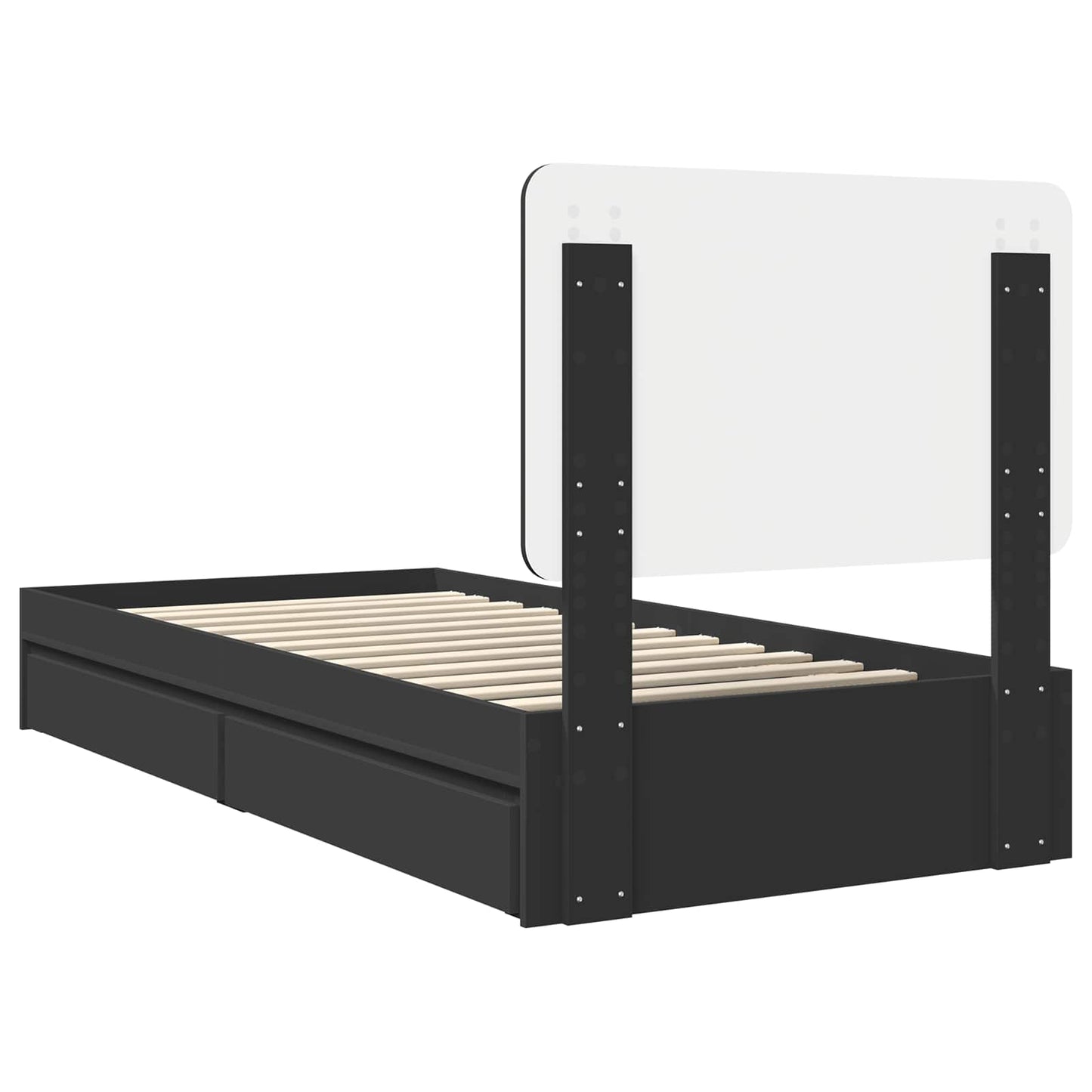vidaXL Κρεβάτι Αποθήκης Μαύρο 90 x 190 cm Επεξεργασμένο ξύλο