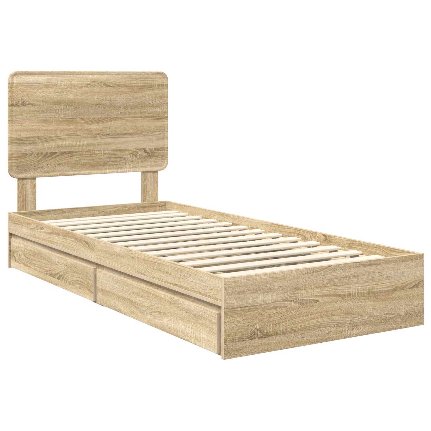 vidaXL Κρεβάτι Αποθήκης Δρύς Sonoma 90 x 190 cm Επεξεργασμένο ξύλο