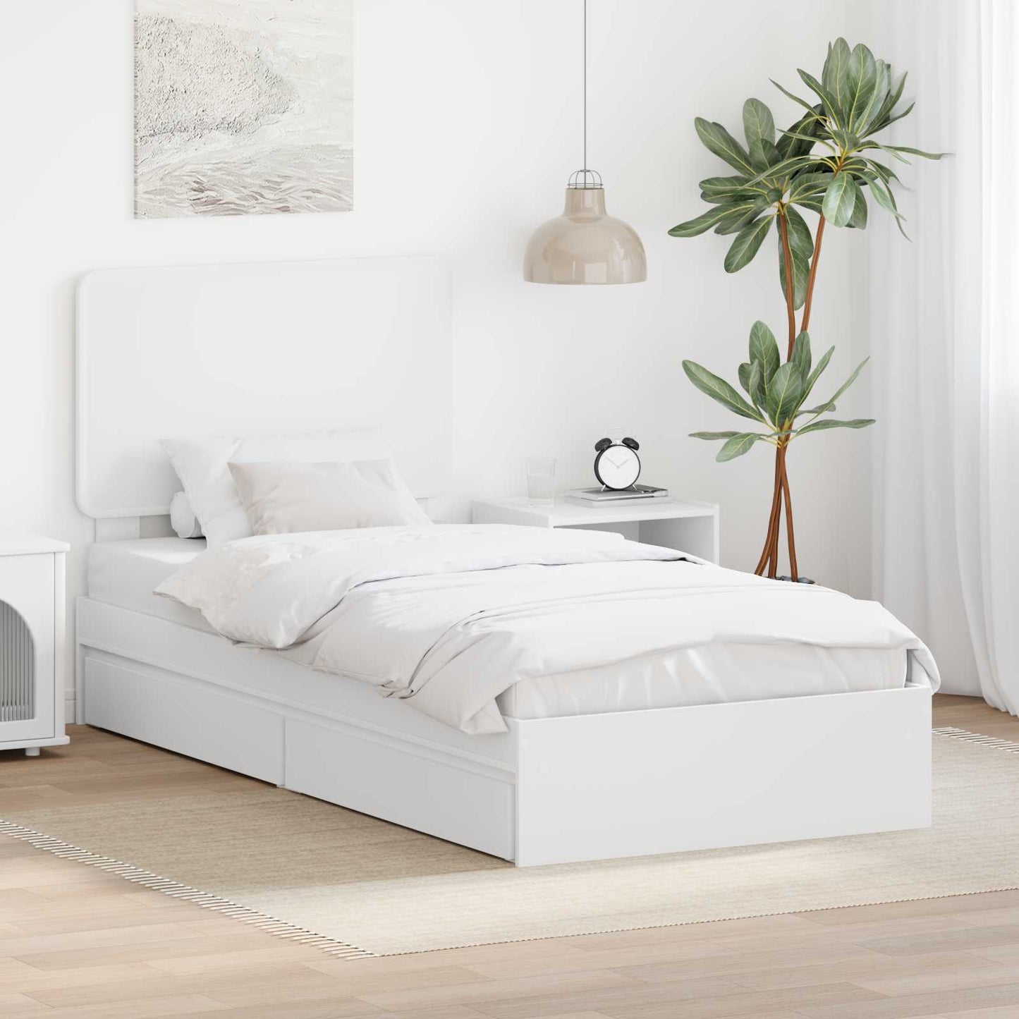 vidaXL Κρεβάτι Αποθήκης Λευκό 75 x 190 cm Επεξεργασμένο ξύλο
