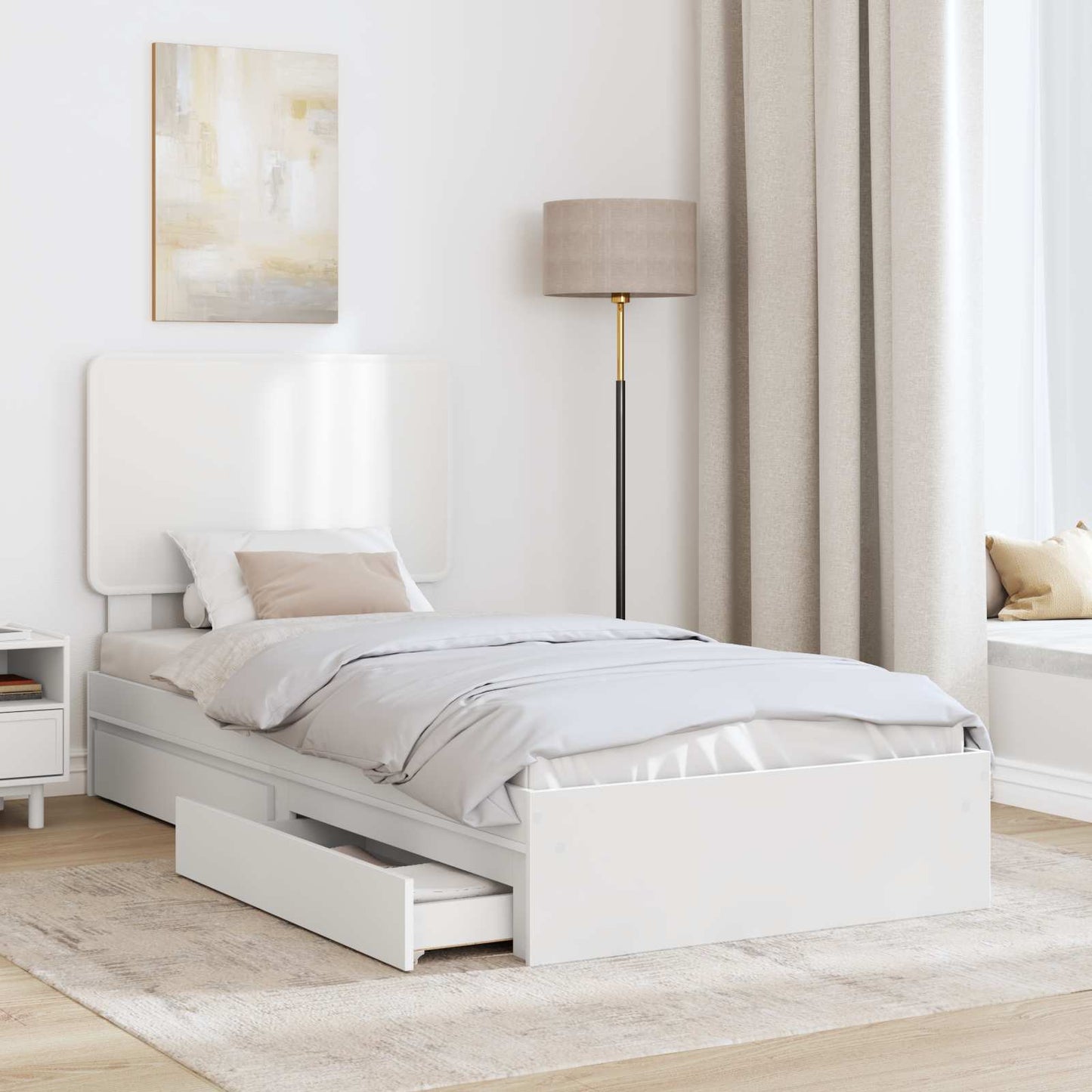 vidaXL Κρεβάτι Αποθήκης Λευκό 75 x 190 cm Επεξεργασμένο ξύλο