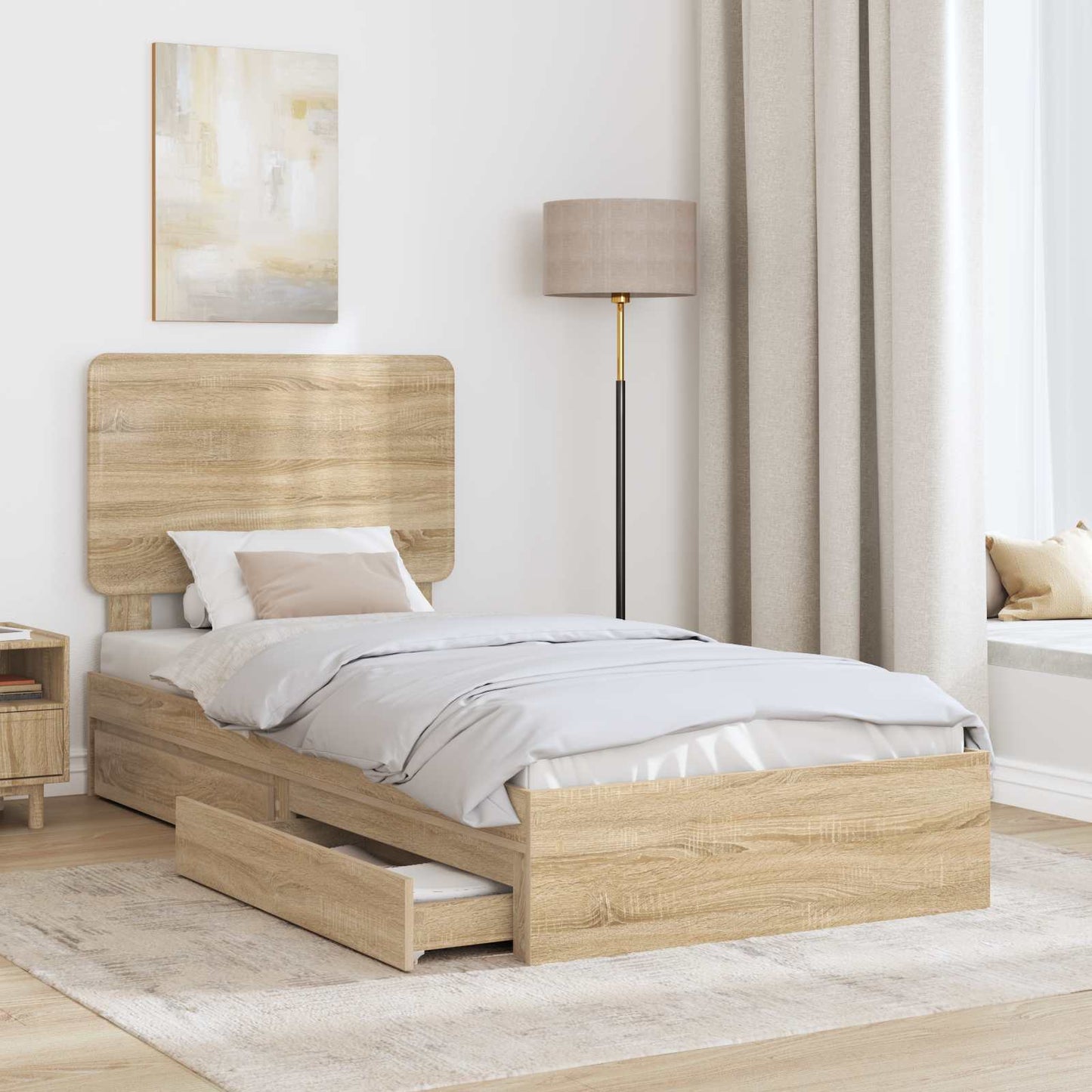 vidaXL Κρεβάτι Αποθήκης Δρύς Sonoma 75 x 190 cm Επεξεργασμένο ξύλο