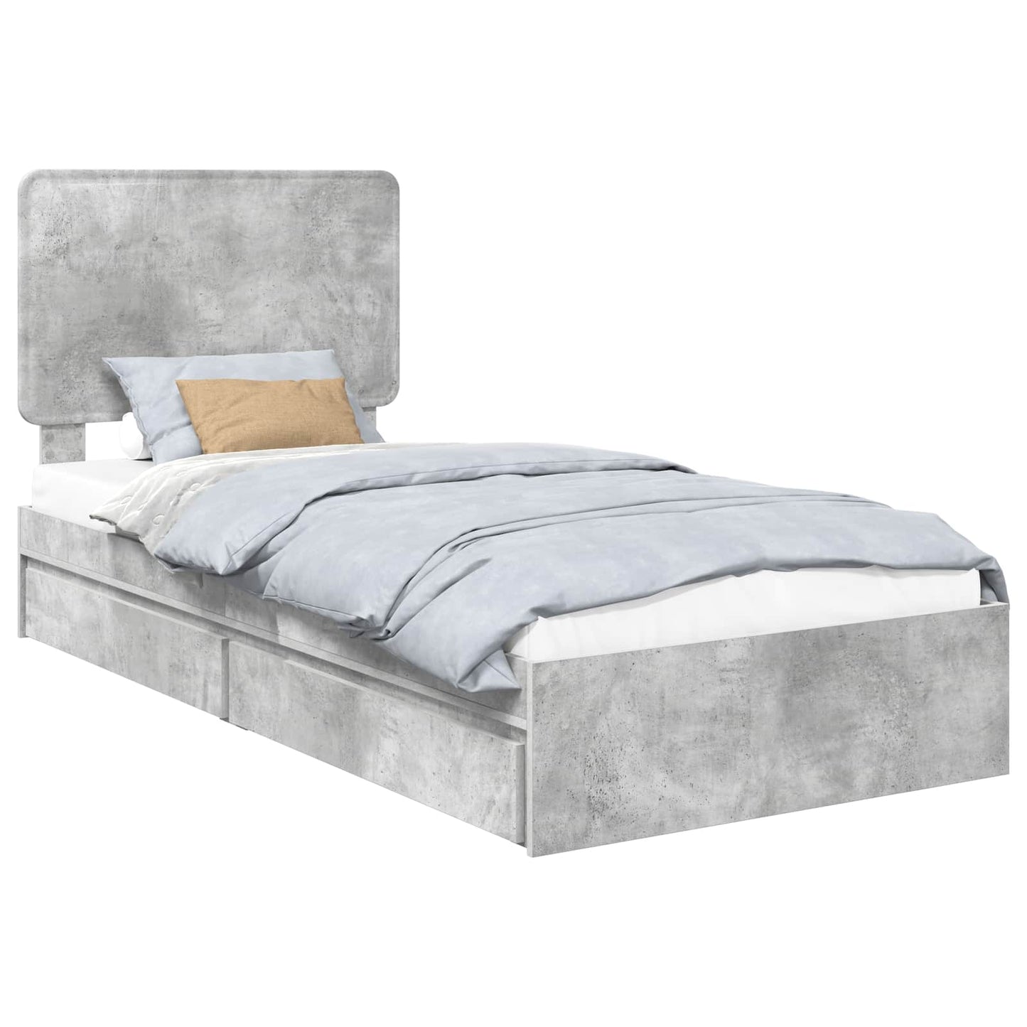 vidaXL Κρεβάτι Αποθήκης Σκυρόδεμα Γκρι 75 x 190 cm Επεξεργασμένο ξύλο