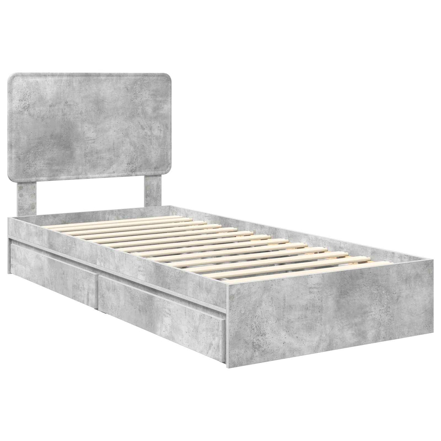 vidaXL Κρεβάτι Αποθήκης Σκυρόδεμα Γκρι 75 x 190 cm Επεξεργασμένο ξύλο