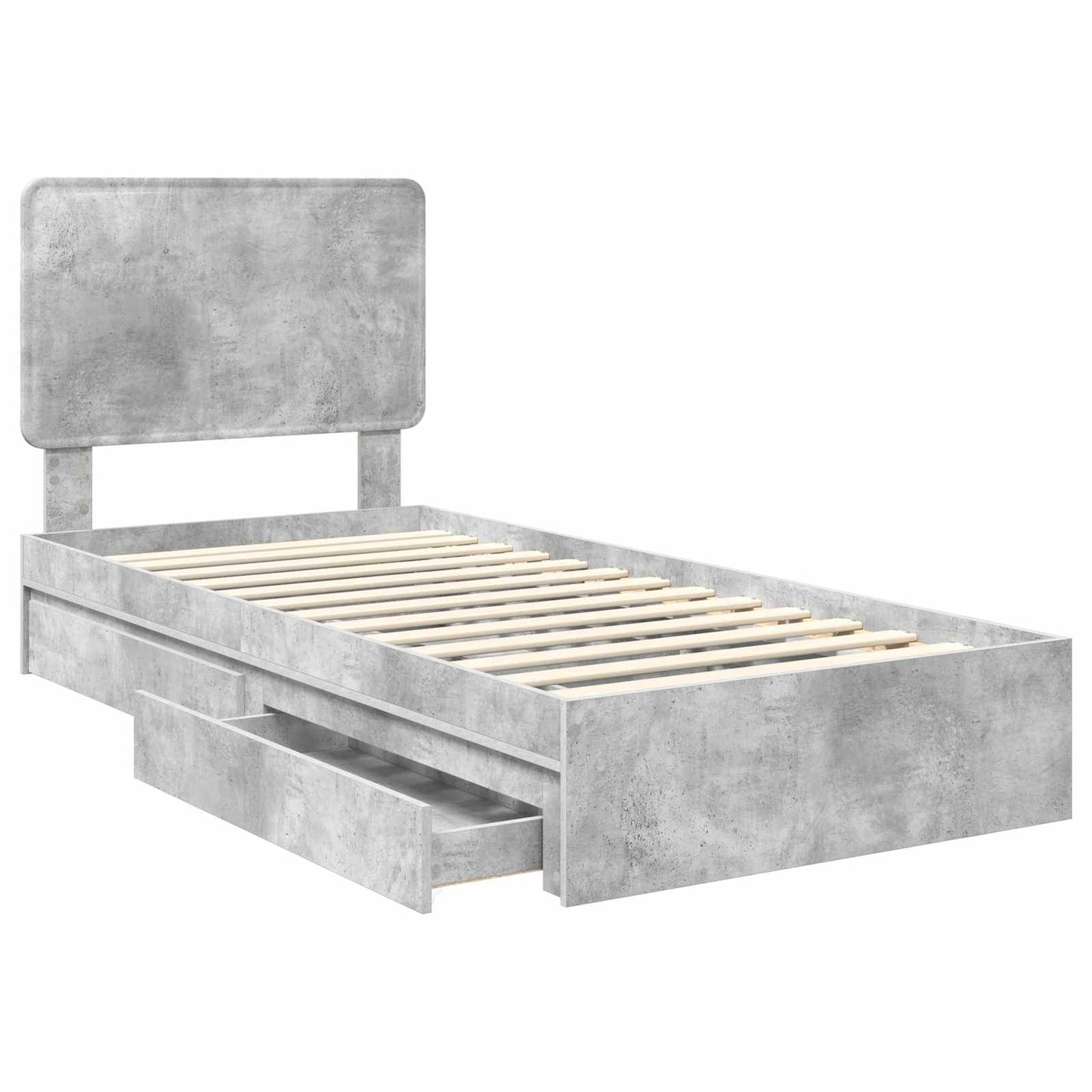 vidaXL Κρεβάτι Αποθήκης Σκυρόδεμα Γκρι 75 x 190 cm Επεξεργασμένο ξύλο