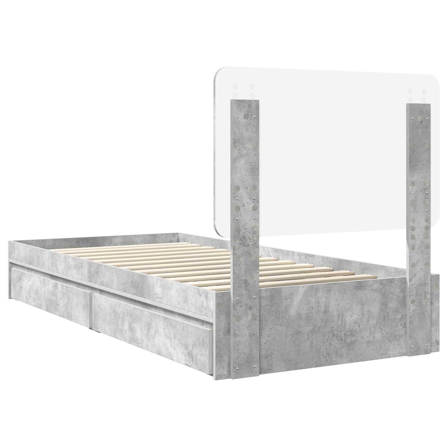 vidaXL Κρεβάτι Αποθήκης Σκυρόδεμα Γκρι 75 x 190 cm Επεξεργασμένο ξύλο