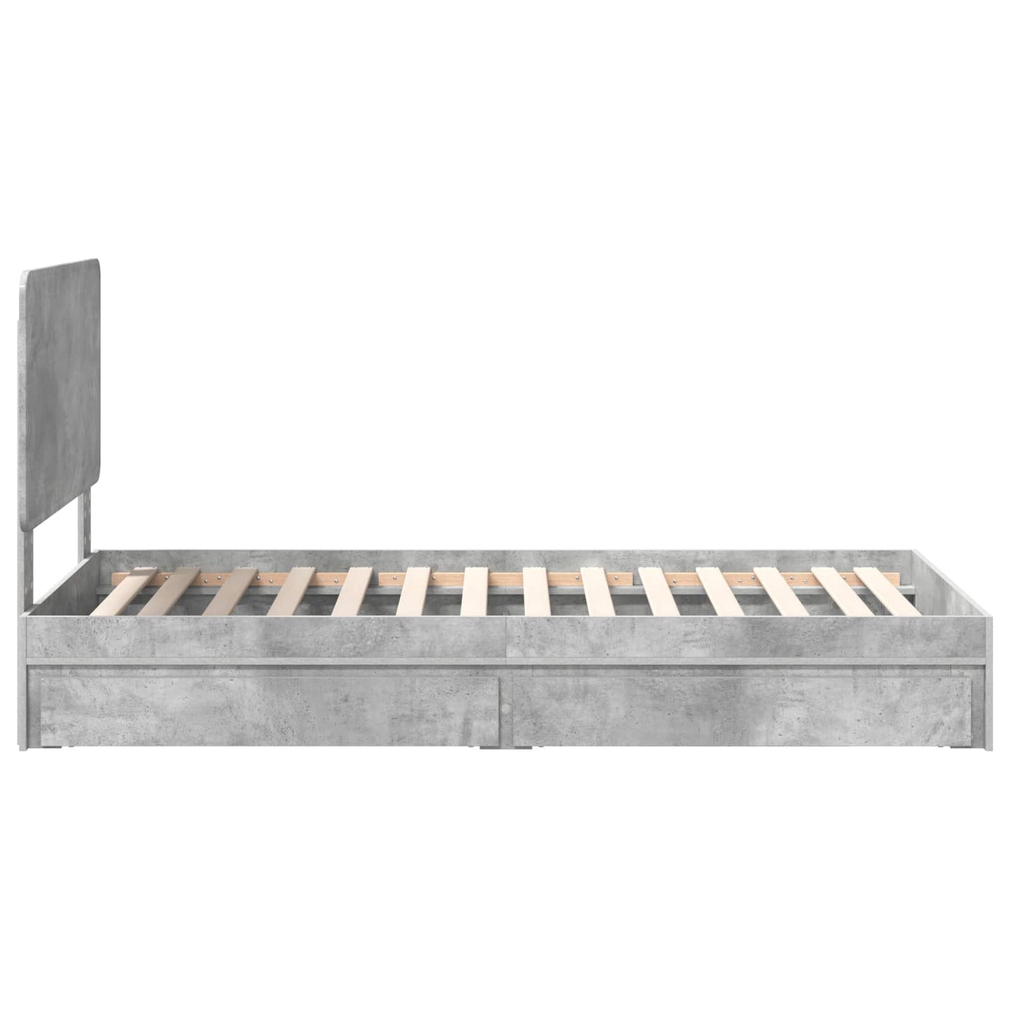 vidaXL Κρεβάτι Αποθήκης Σκυρόδεμα Γκρι 75 x 190 cm Επεξεργασμένο ξύλο