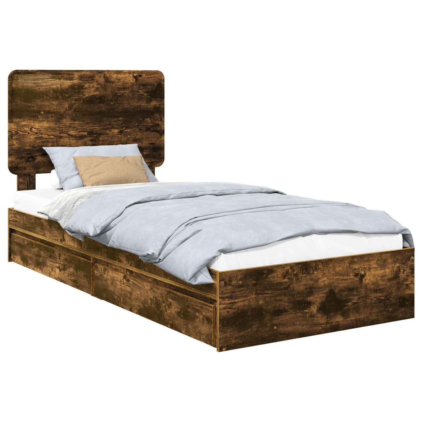 vidaXL Κρεβάτι Αποθήκης Καπνιστό Δρύς 75 x 190 cm Επεξεργασμένο ξύλο