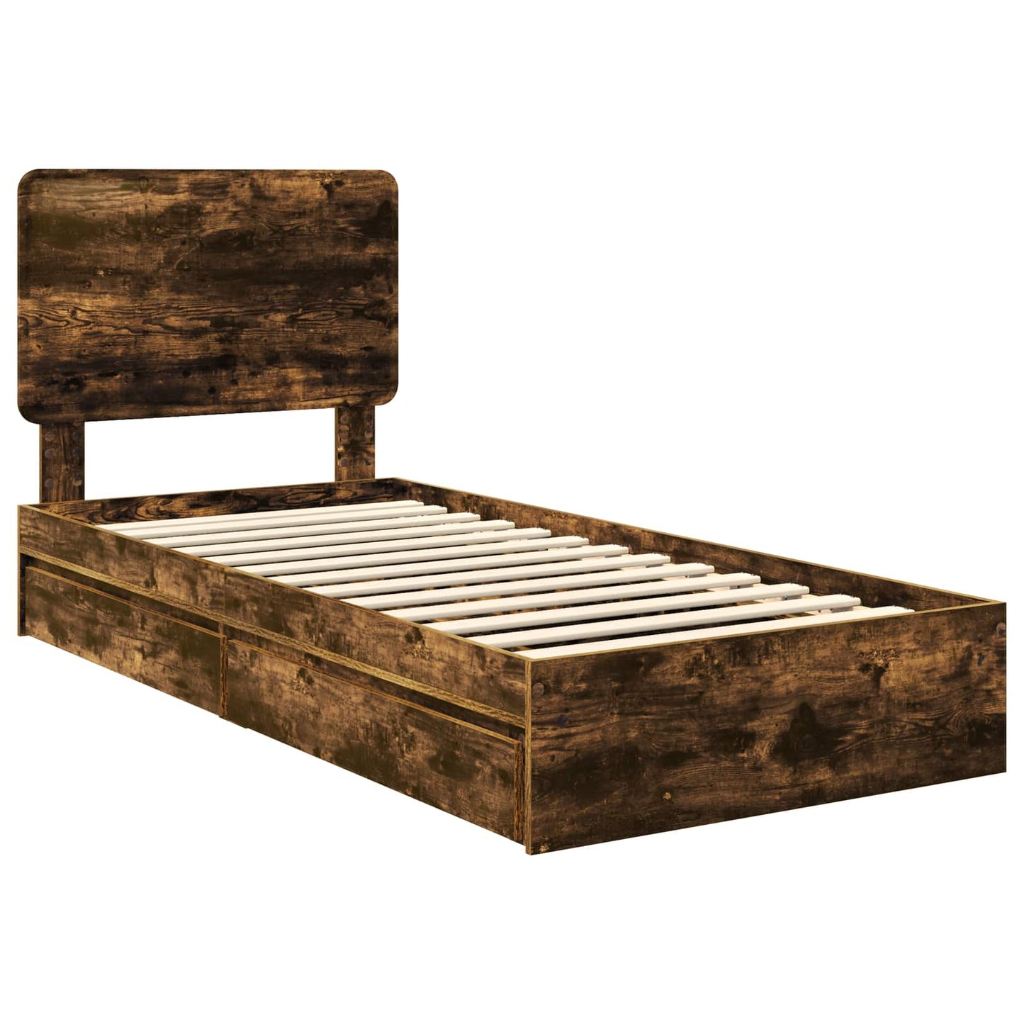 vidaXL Κρεβάτι Αποθήκης Καπνιστό Δρύς 75 x 190 cm Επεξεργασμένο ξύλο