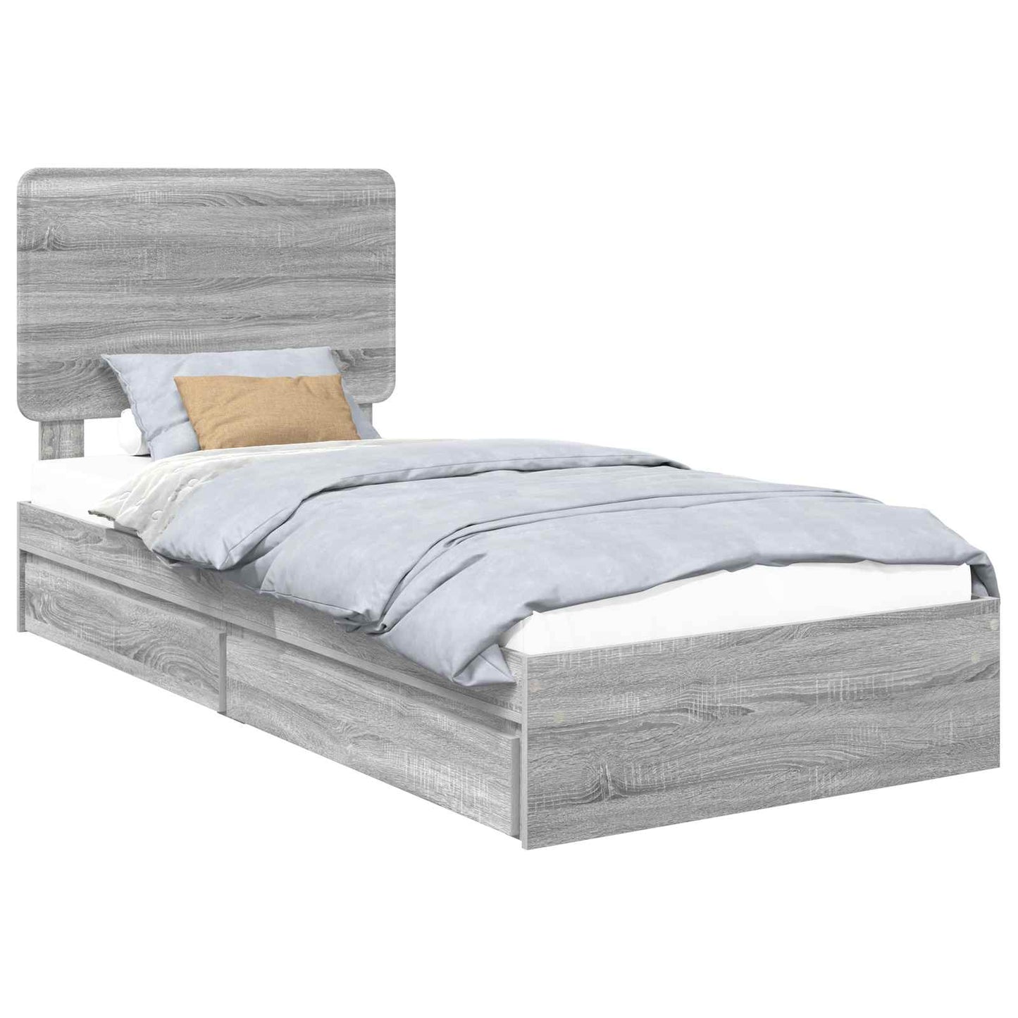 vidaXL Κρεβάτι Αποθήκης Γκρίζο Σονομα 75 x 190 cm Επεξεργασμένο ξύλο