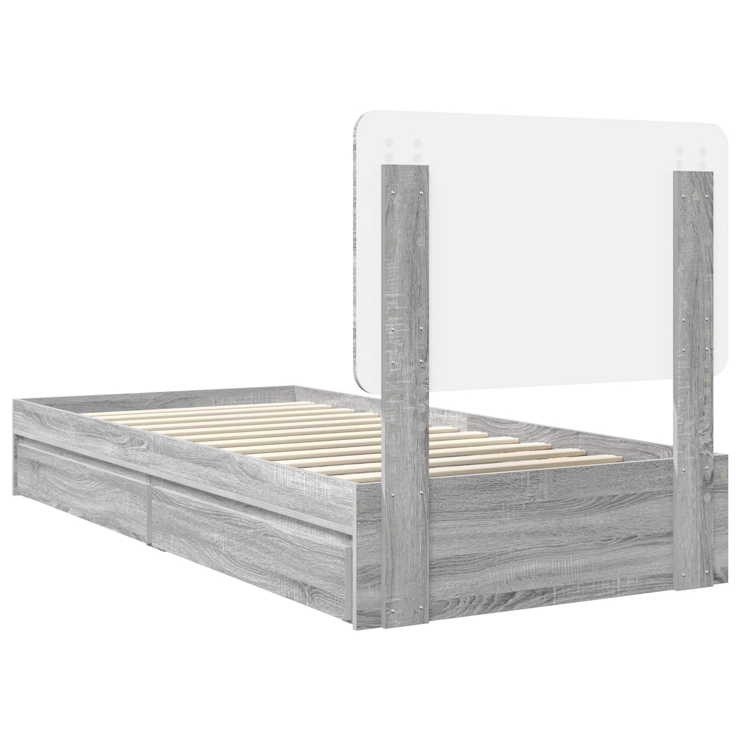 vidaXL Κρεβάτι Αποθήκης Γκρίζο Σονομα 75 x 190 cm Επεξεργασμένο ξύλο