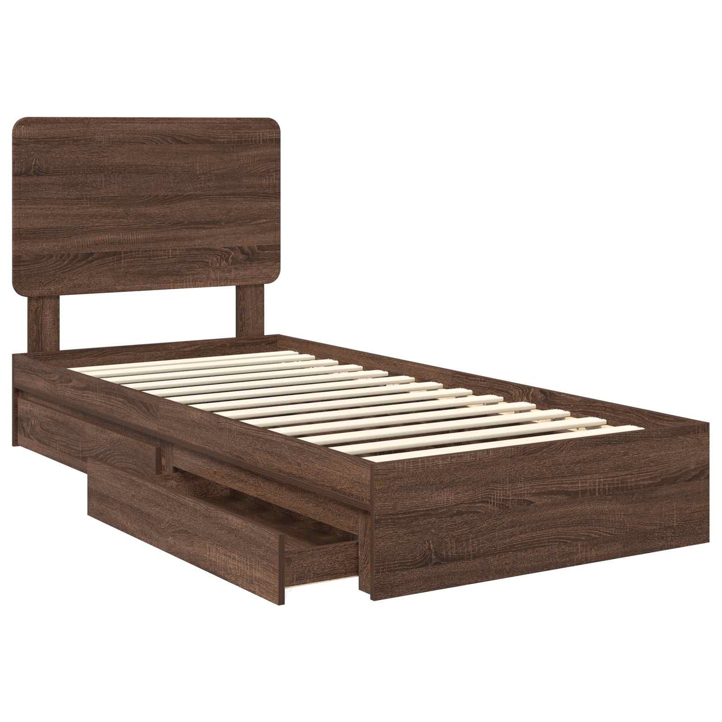 vidaXL Κρεβάτι Αποθήκης Καφέ δρυς 75 x 190 cm Επεξεργασμένο ξύλο