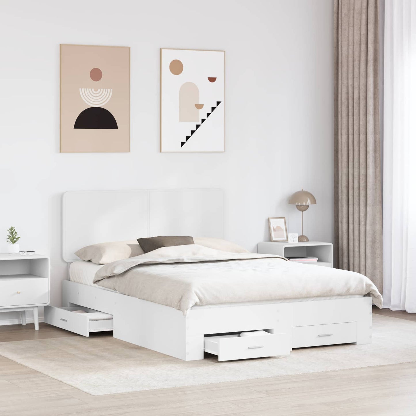 vidaXL Σκελετός Κρεβατιού Λευκό 140 x 200 cm Επεξεργασμένο ξύλο