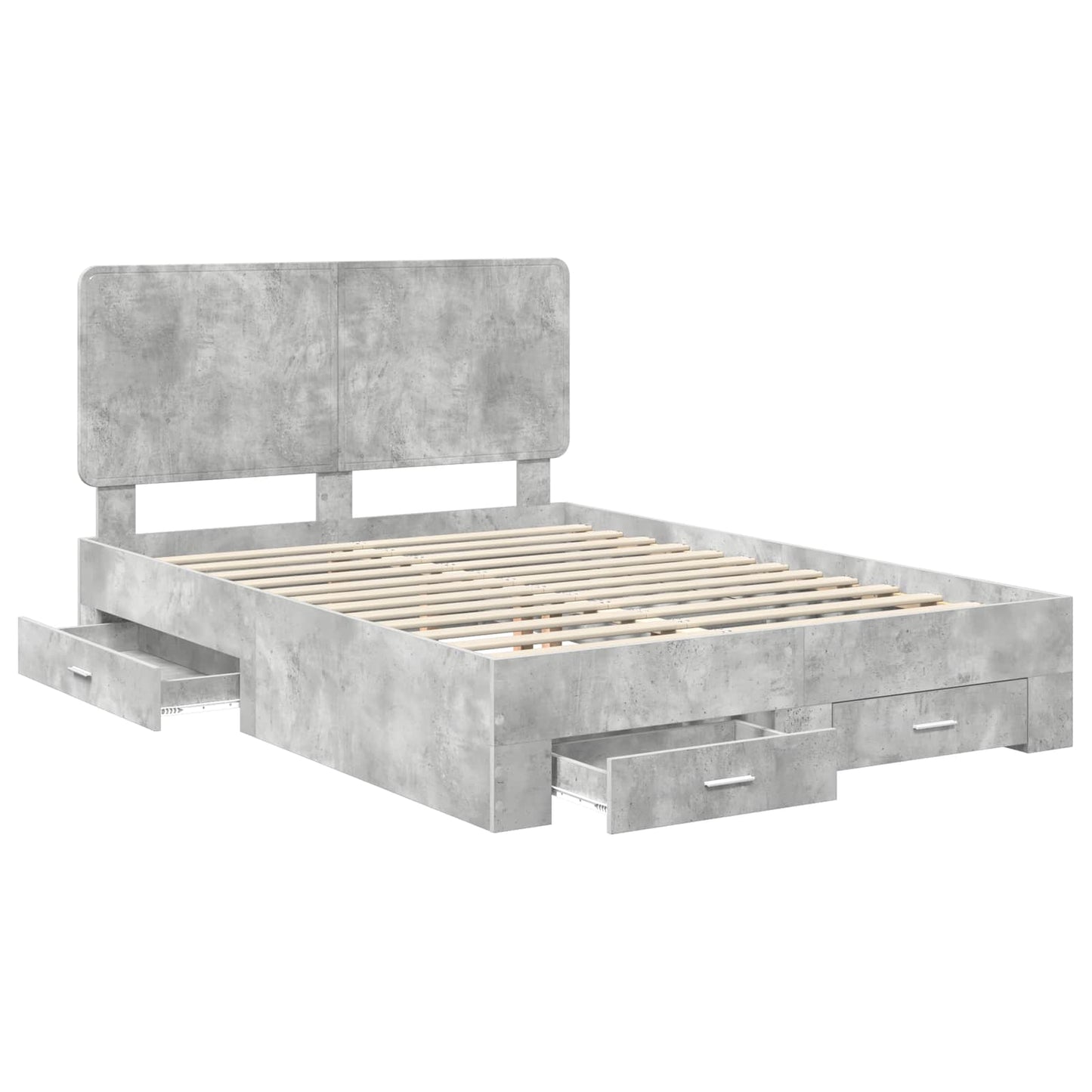 vidaXL Σκελετός Κρεβατιού με κεφαλάρι Σκυρόδεμα Γκρι 140 x 190 cm