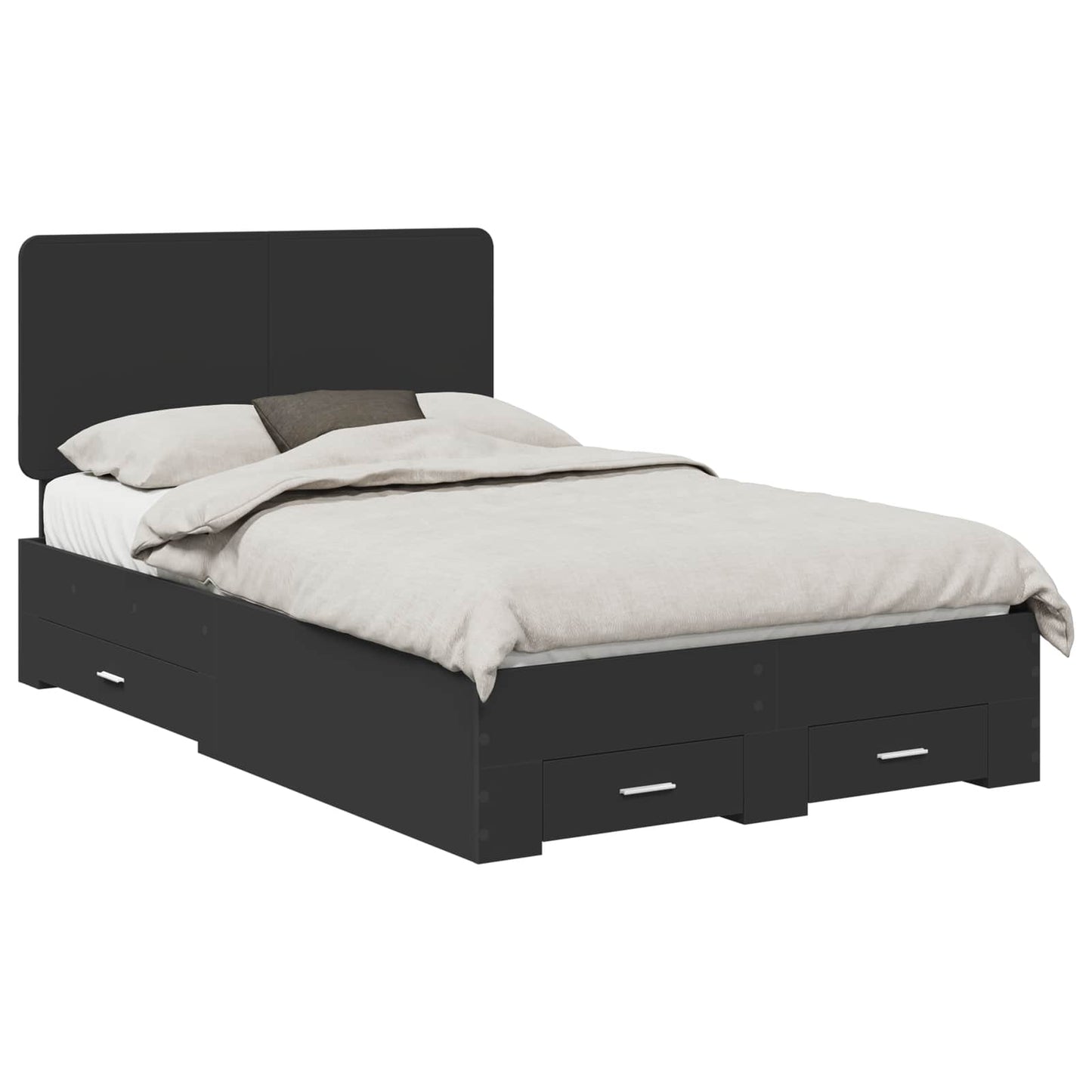 vidaXL Σκελετός Κρεβατιού Μαύρο 135 x 190 cm Επεξεργασμένο ξύλο